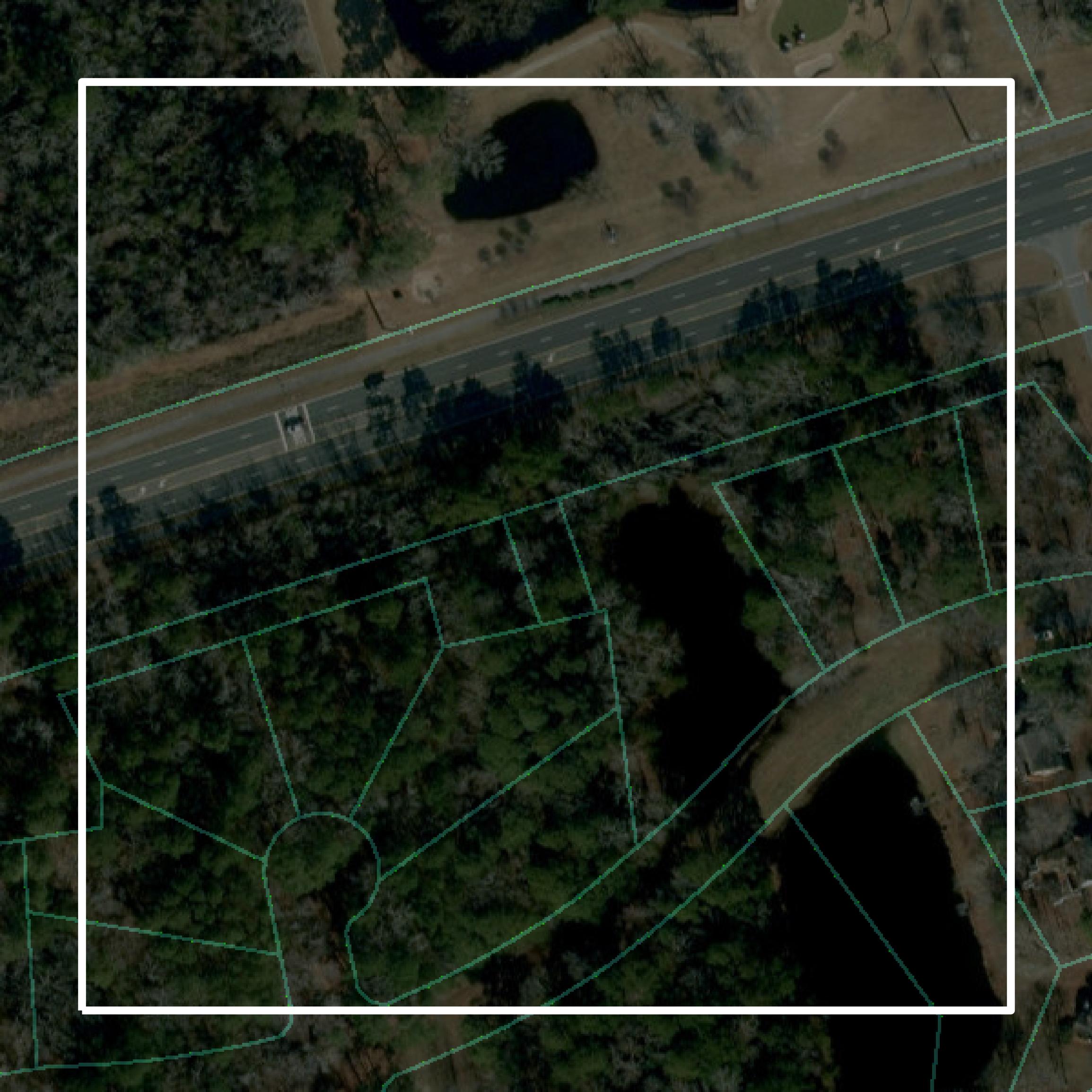This image shows parcel and building data in Dare County created using GIS data in Equator.