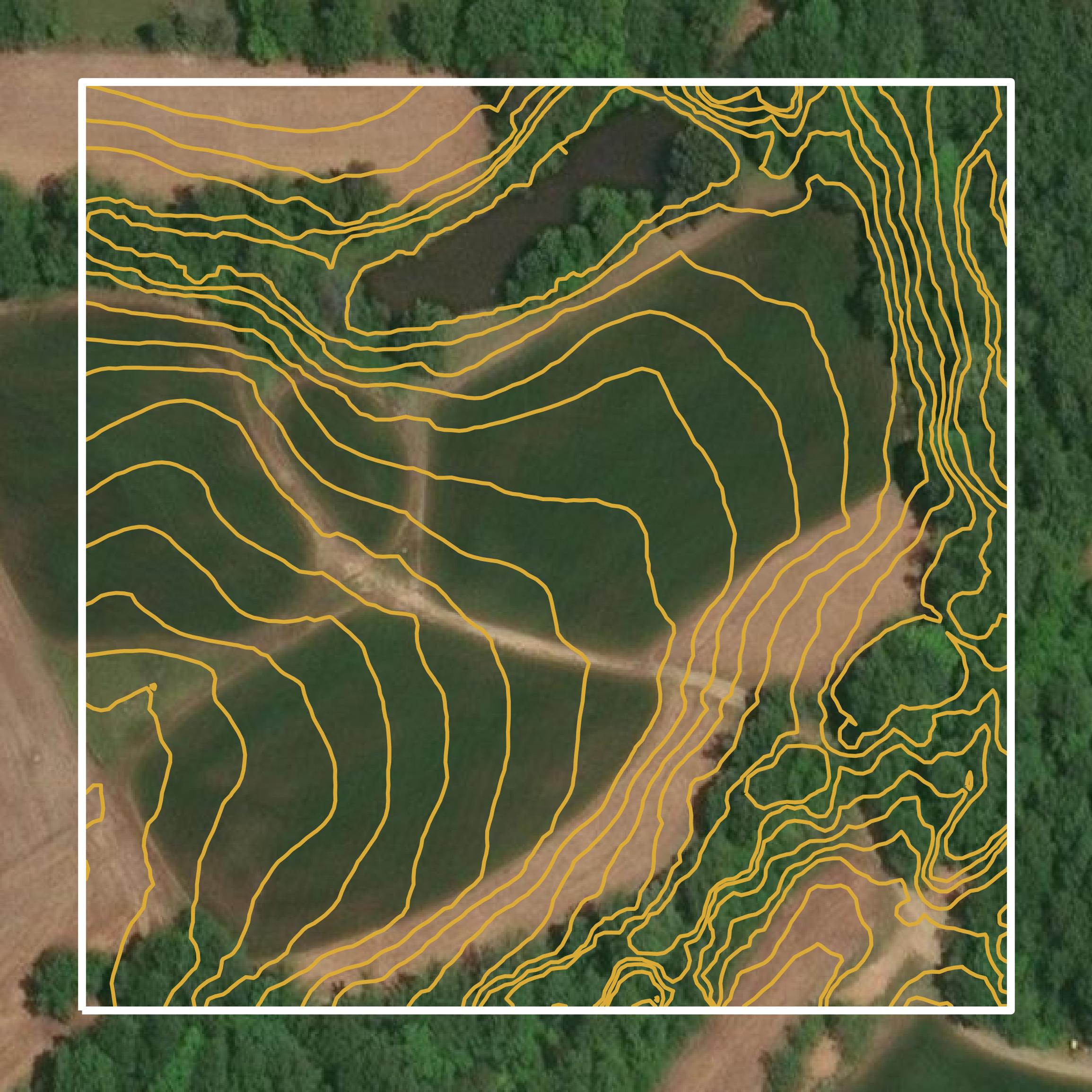 This image shows a contour map in Davidson County created using GIS data in Equator.