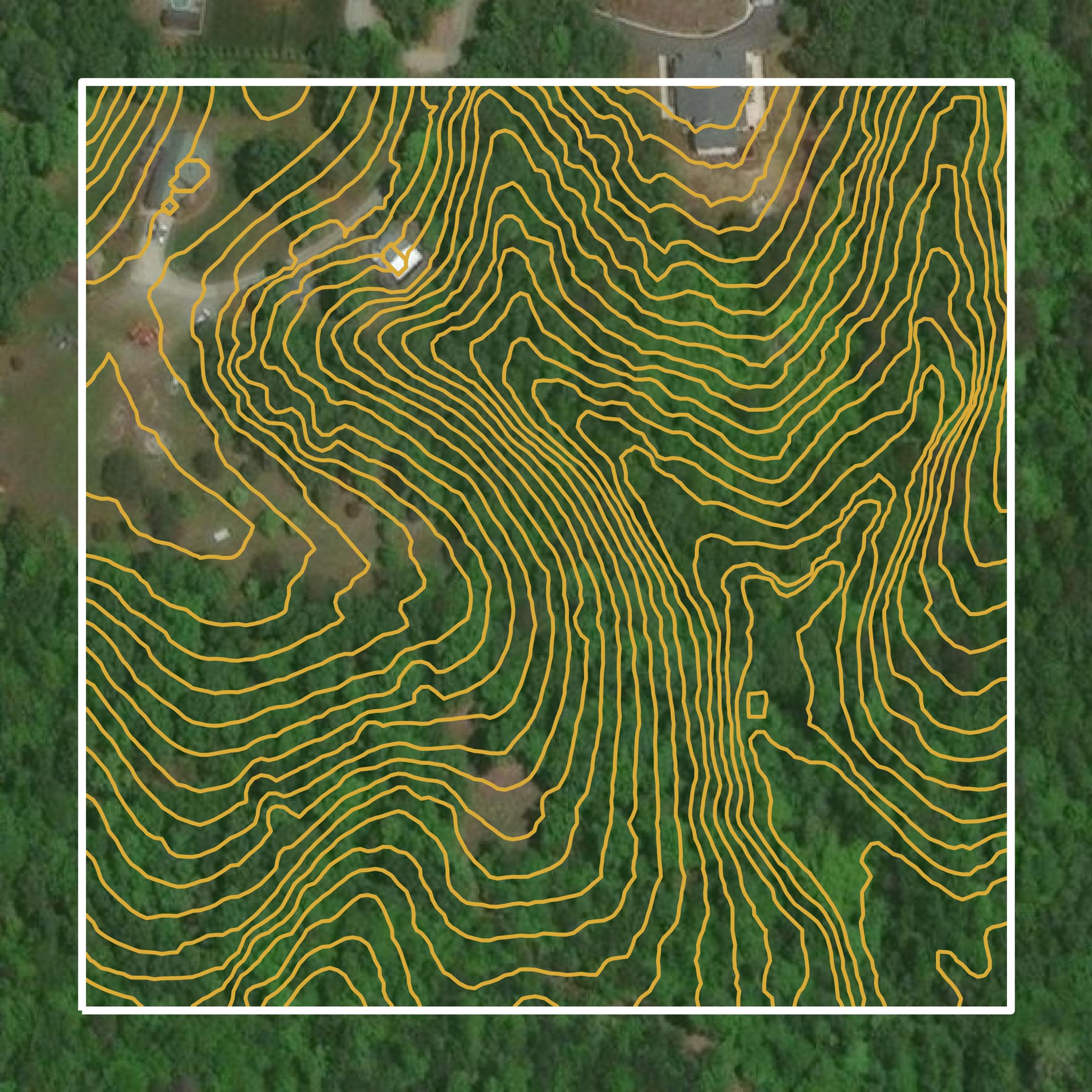 This image shows a contour map in Davidson County created using GIS data in Equator.