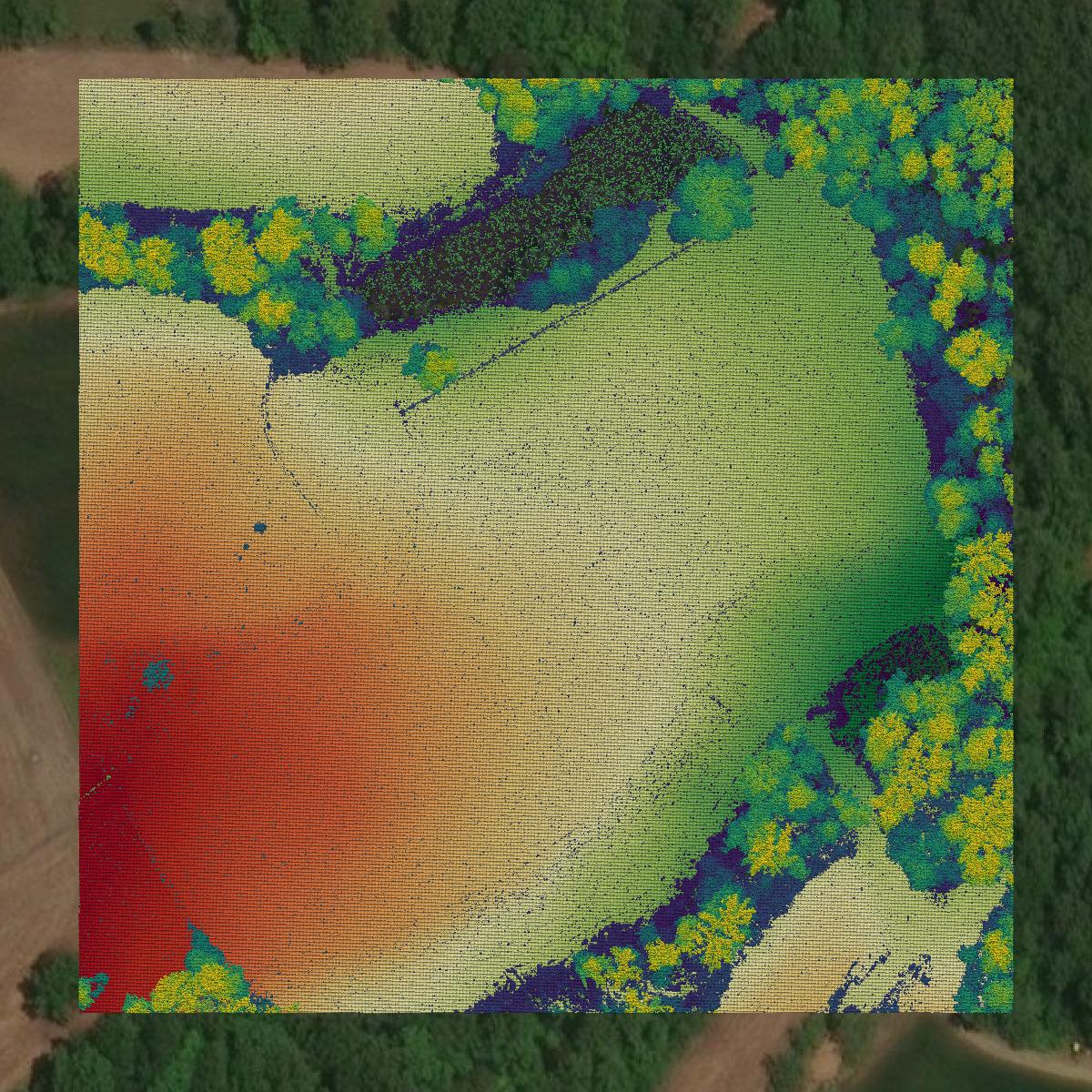 This image shows a LiDAR point cloud in Davidson County created using GIS data in Equator.