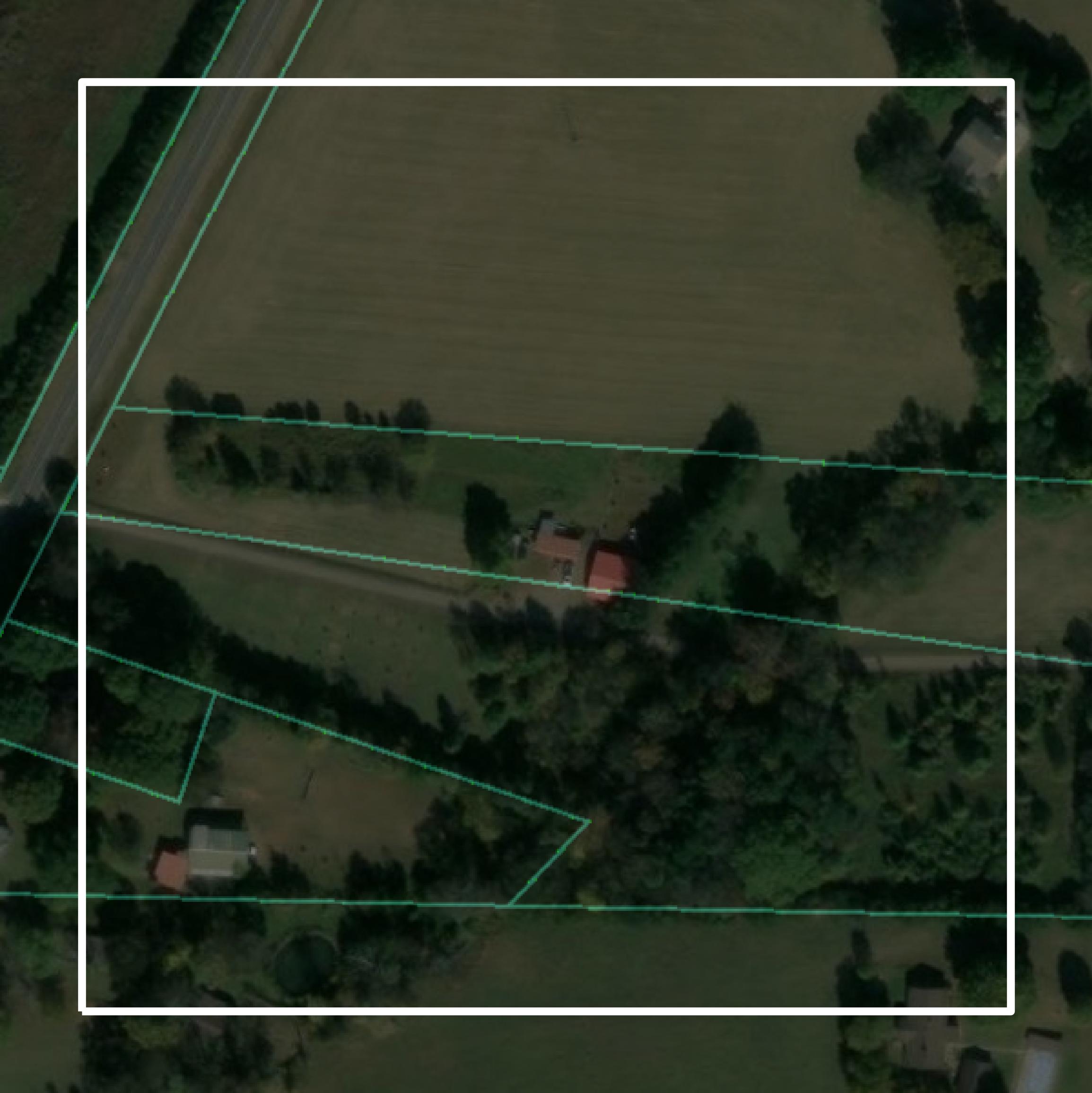 This image shows parcel and building data in Davie County created using GIS data in Equator.
