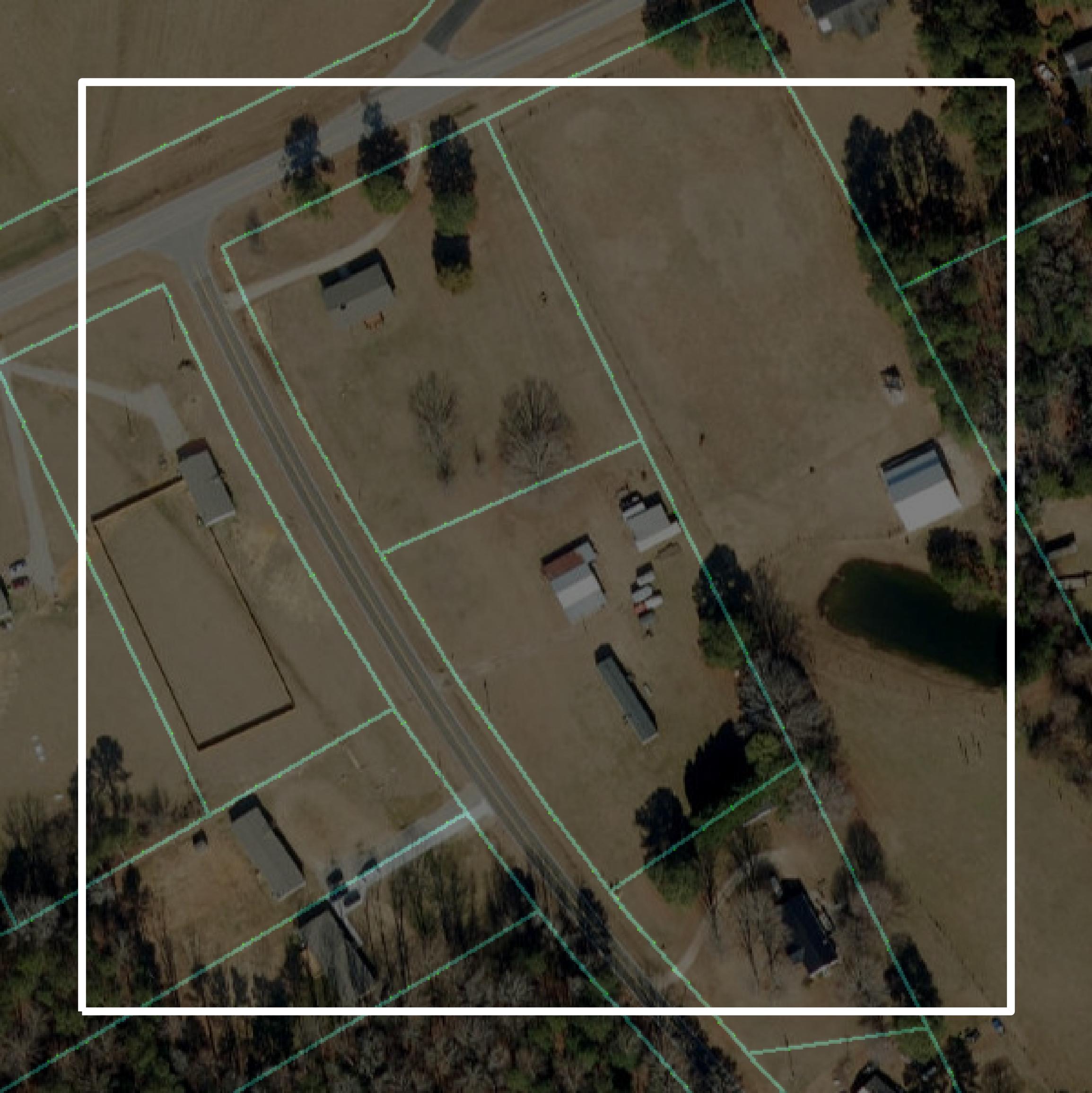 This image shows parcel and building data in Franklin County created using GIS data in Equator.