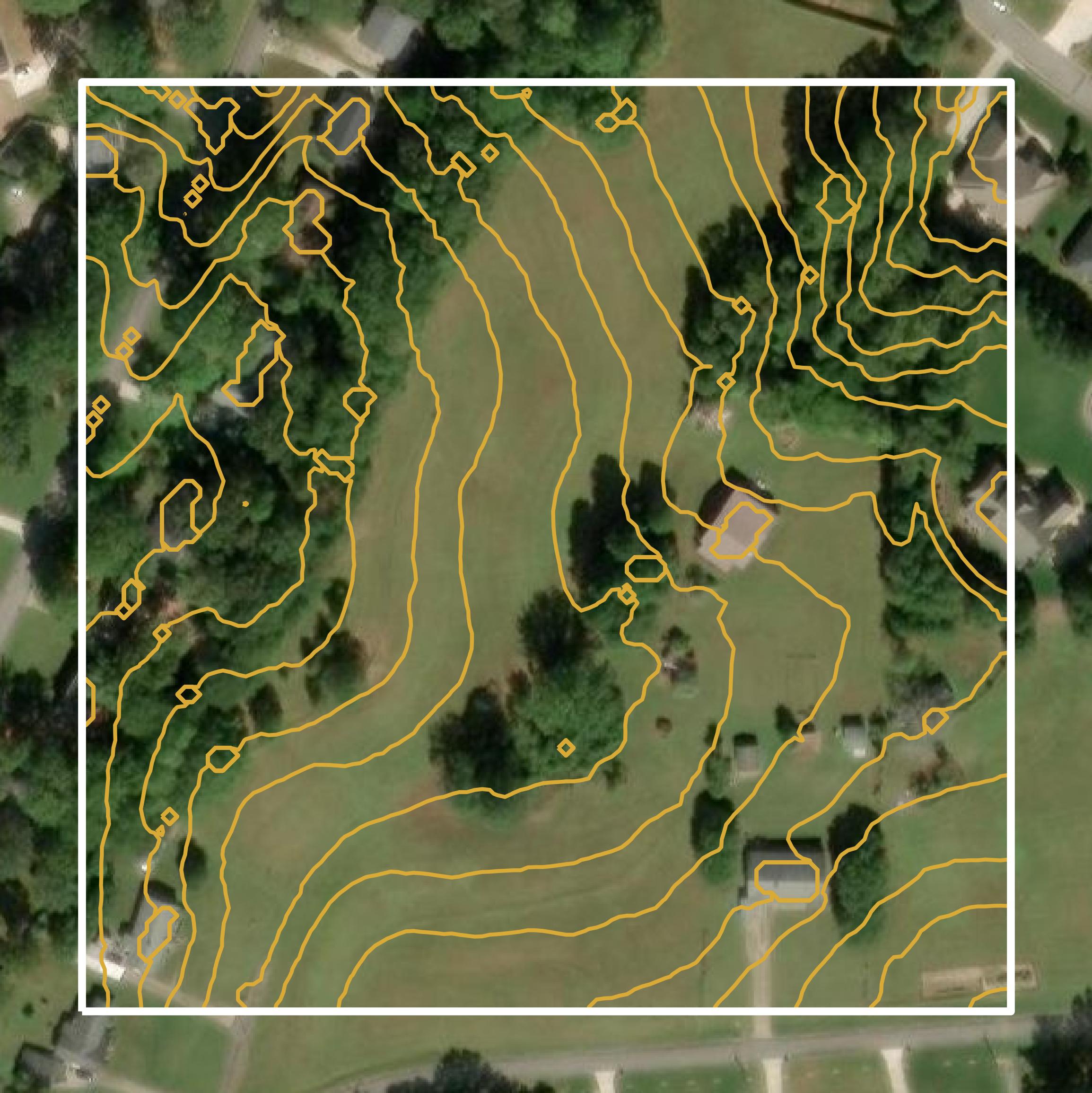 This image shows a contour map in Gaston County created using GIS data in Equator.