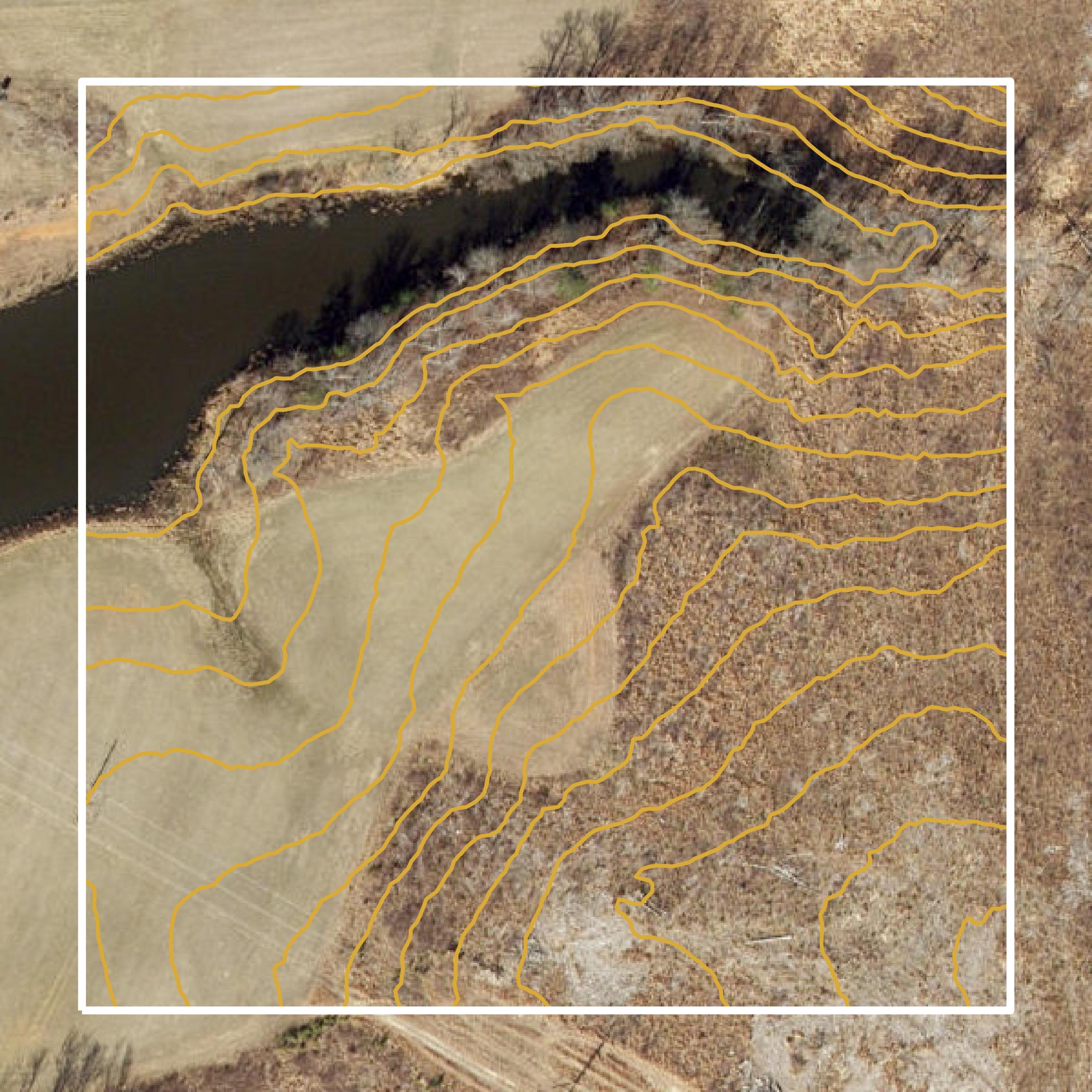 This image shows a contour map in Granville County created using GIS data in Equator.