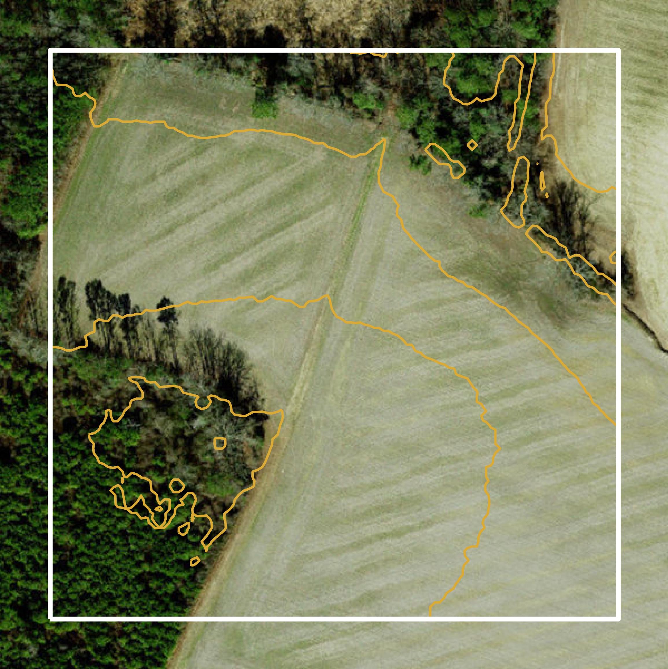This image shows a contour map in Greene County created using GIS data in Equator.