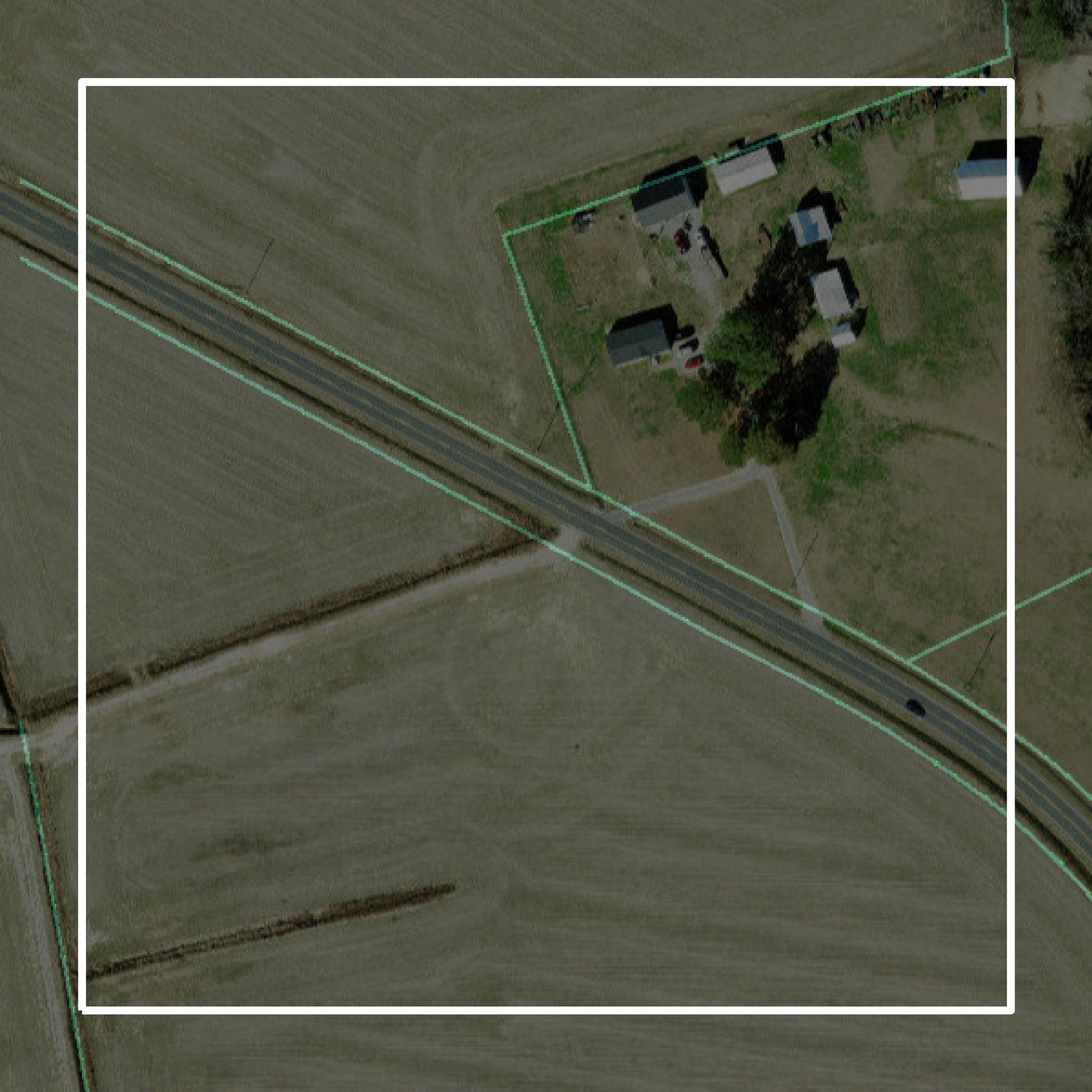This image shows parcel and building data in Greene County created using GIS data in Equator.