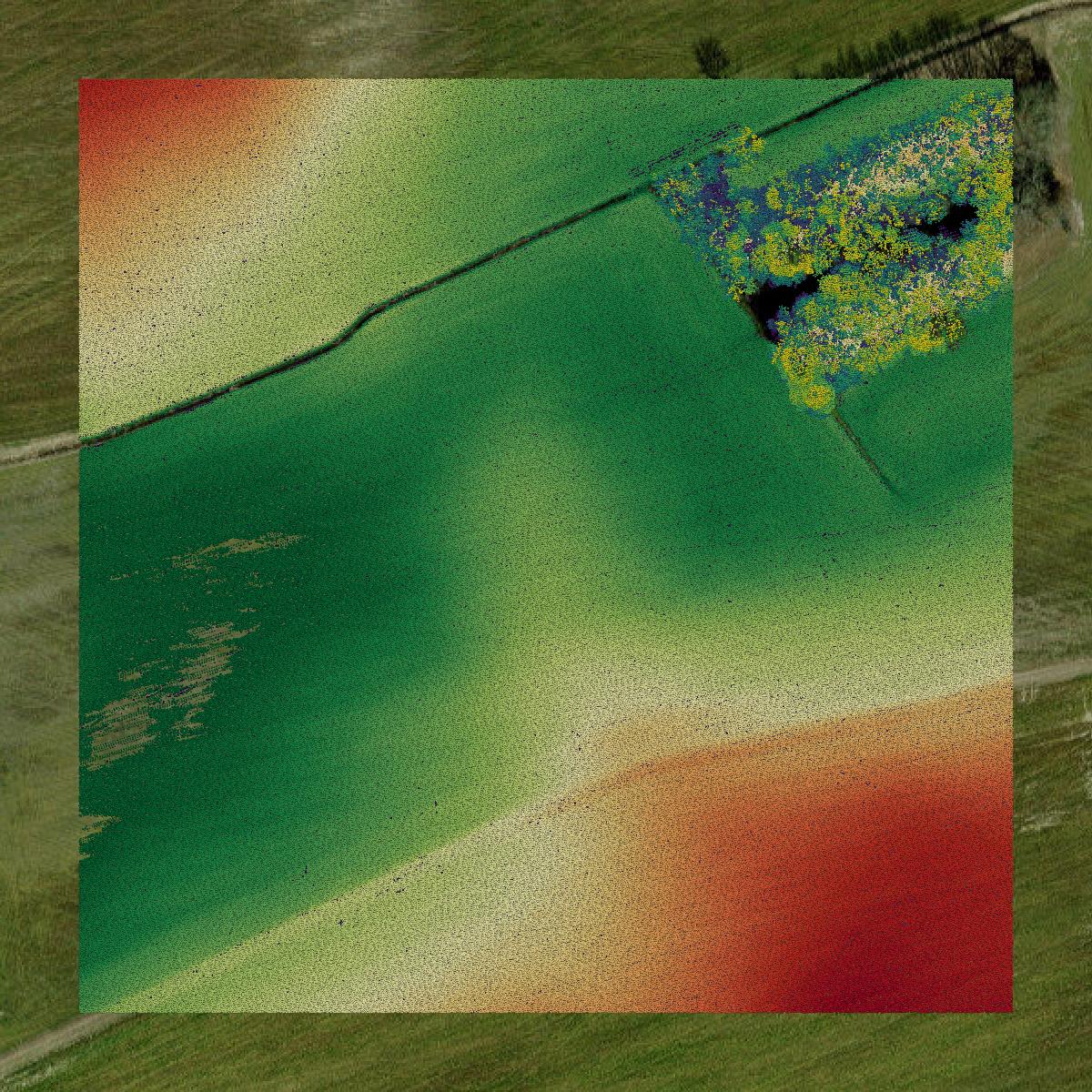 This image shows a LiDAR point cloud in Greene County created using GIS data in Equator.