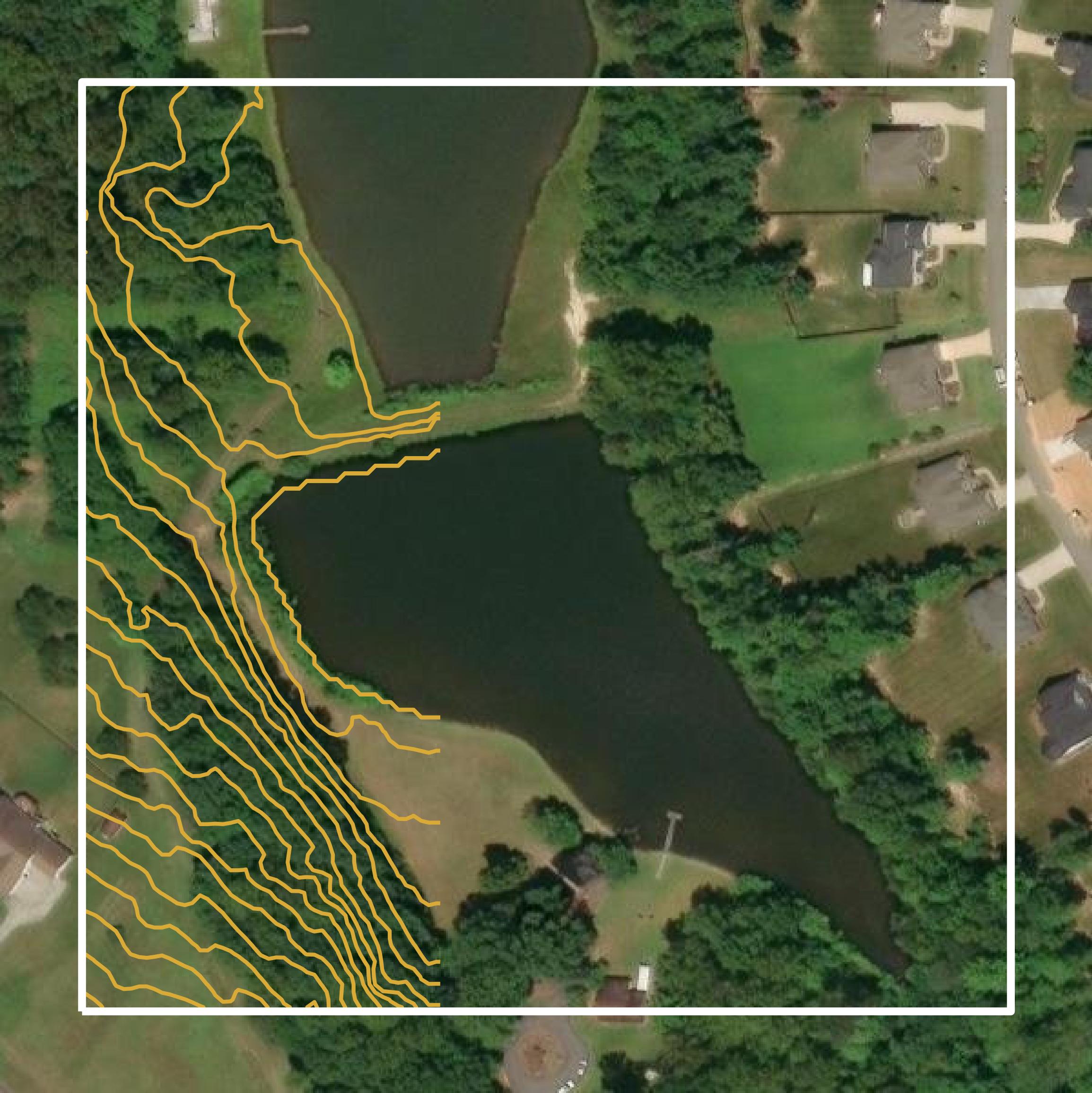 This image shows a contour map in Guilford County created using GIS data in Equator.