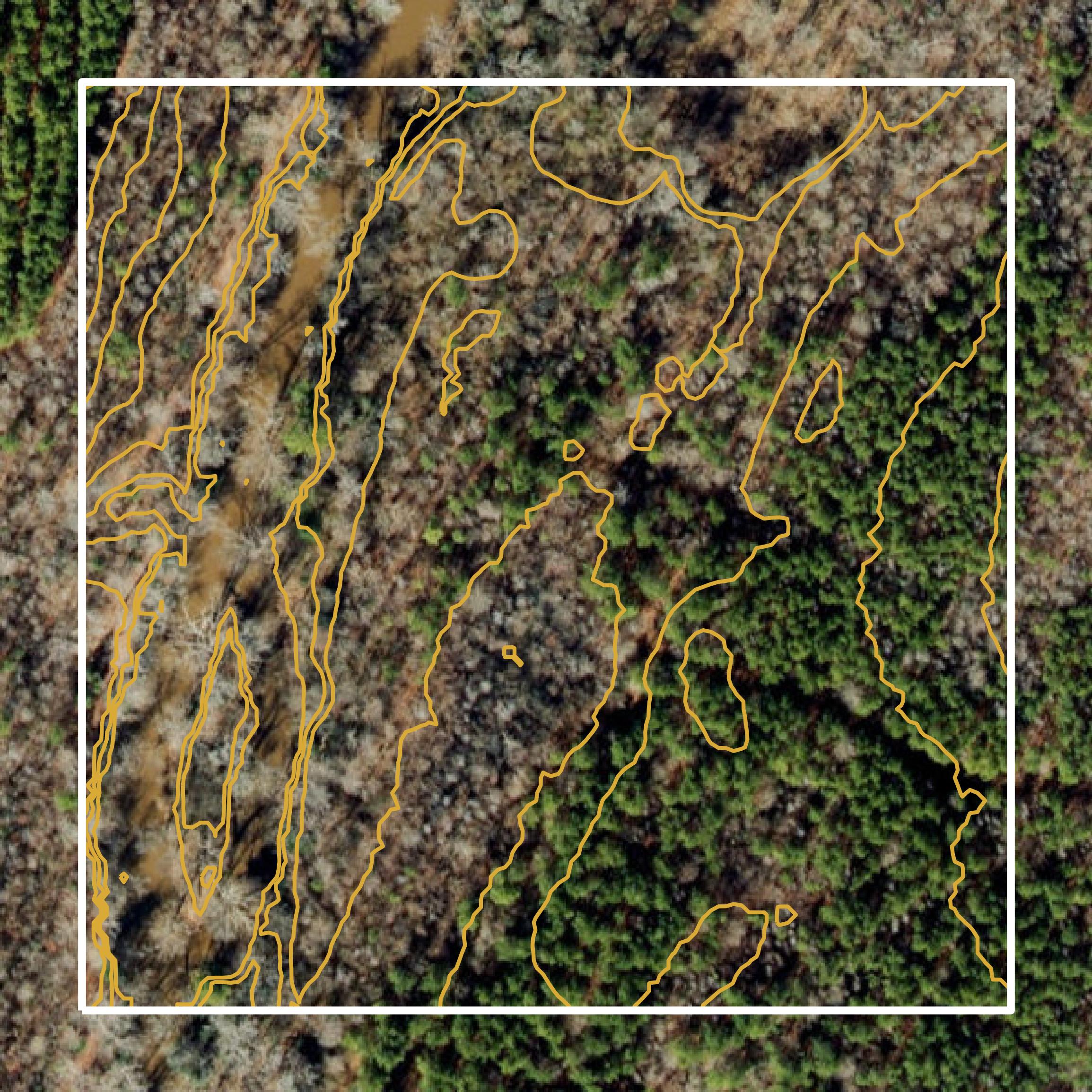 This image shows a contour map in Halifax County created using GIS data in Equator.