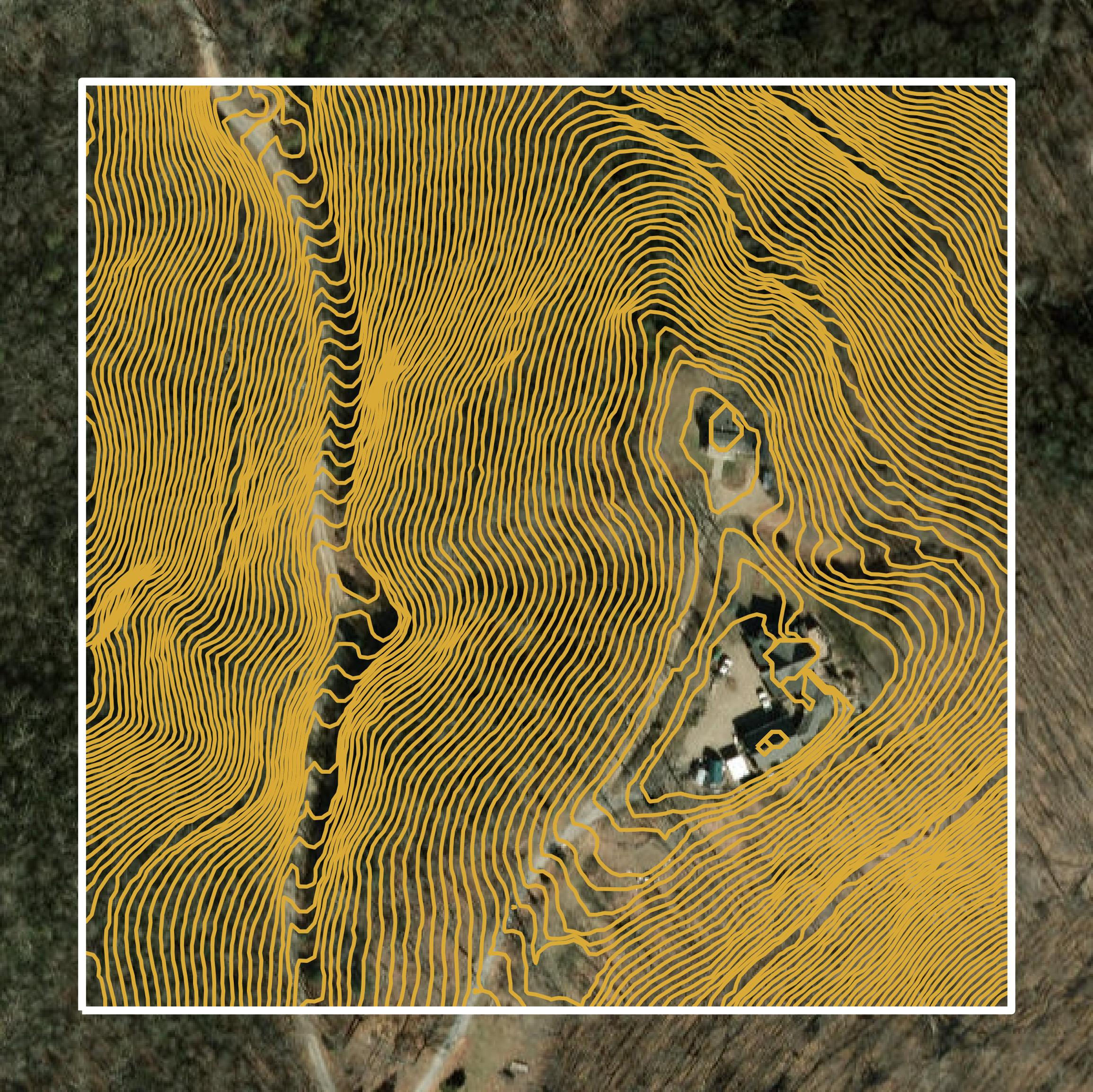 This image shows a contour map in Haywood County created using GIS data in Equator.