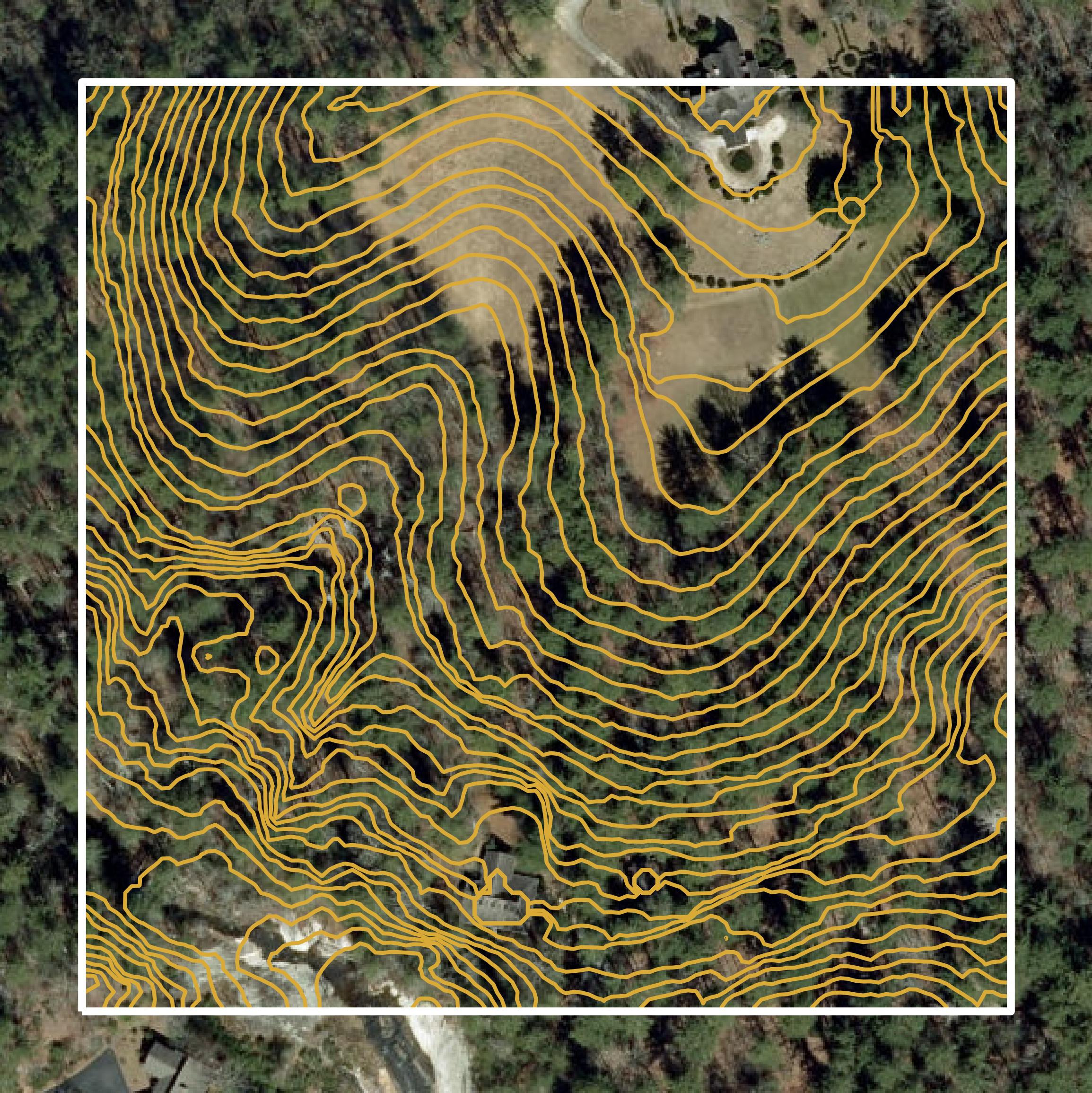 This image shows a contour map in Henderson County created using GIS data in Equator.