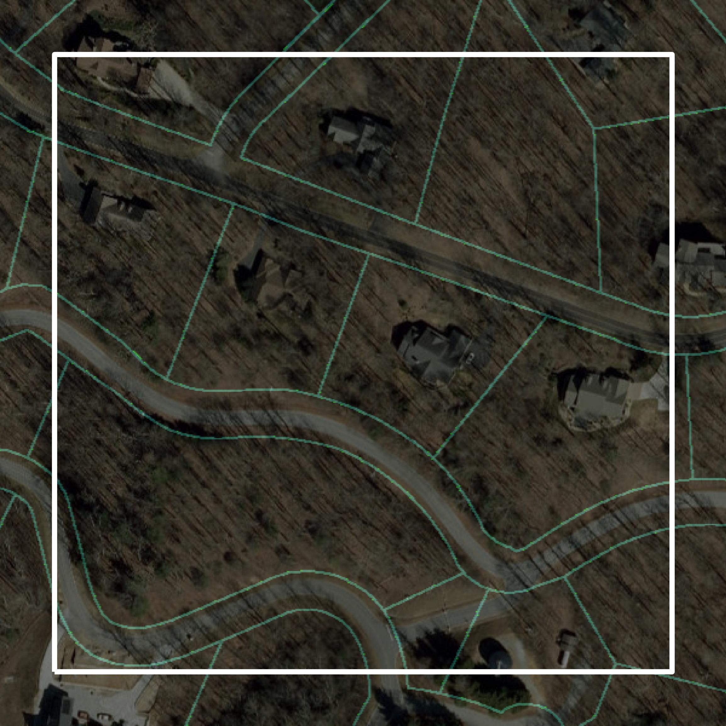 This image shows parcel and building data in Henderson County created using GIS data in Equator.