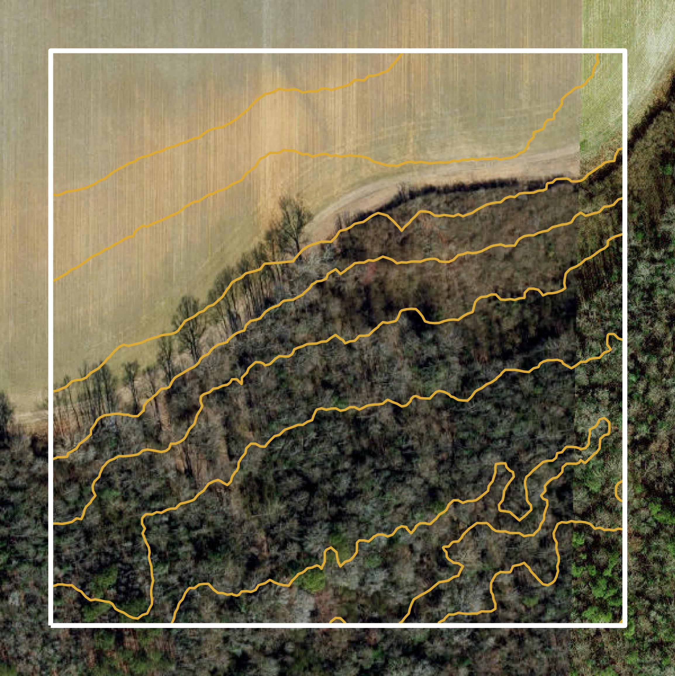 This image shows a contour map in Hertford County created using GIS data in Equator.