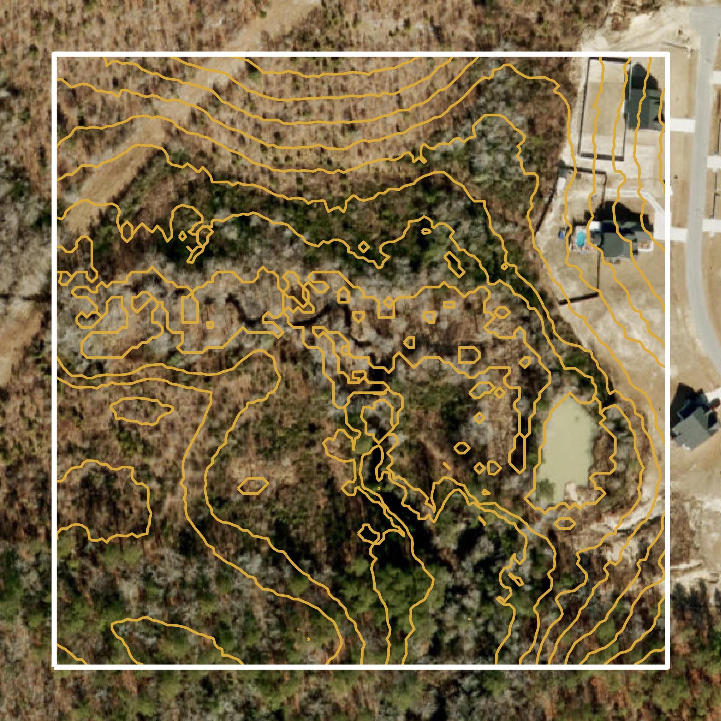 This image shows a contour map in Hoke County created using GIS data in Equator.
