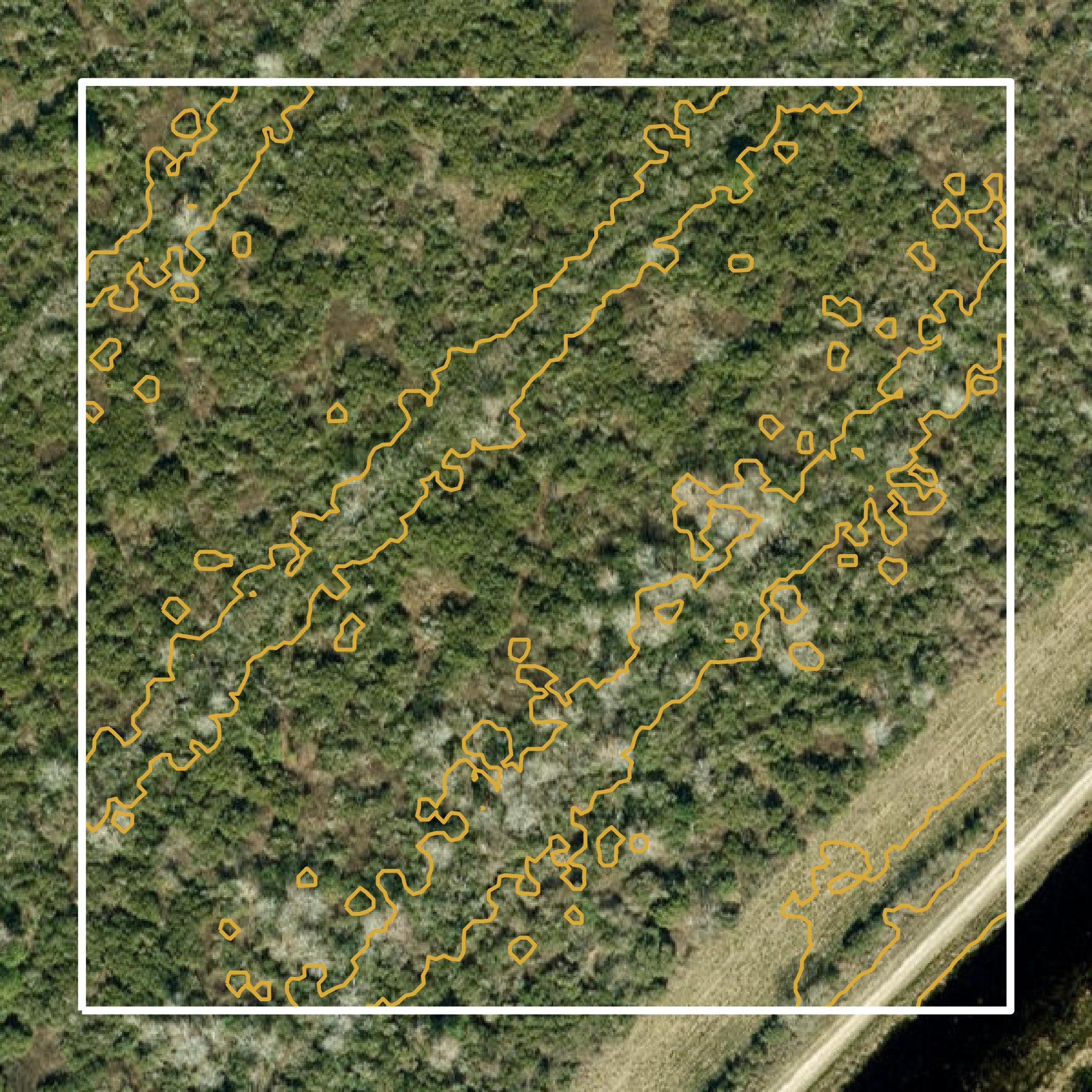 This image shows a contour map in Hyde County created using GIS data in Equator.