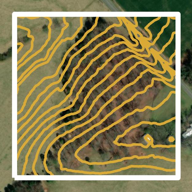 This image shows a contour map in Iredell County created using GIS data in Equator.