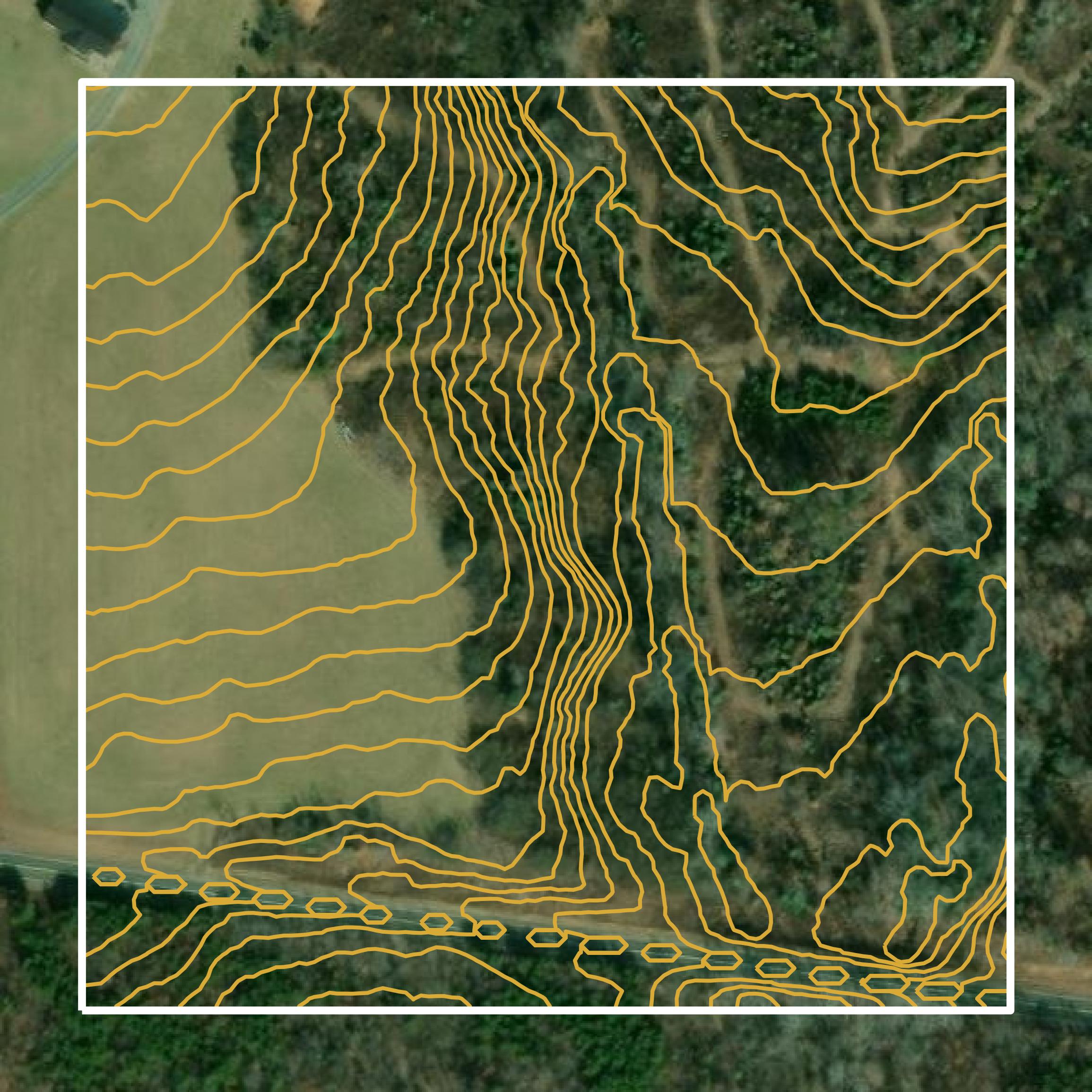 This image shows a contour map in Iredell County created using GIS data in Equator.