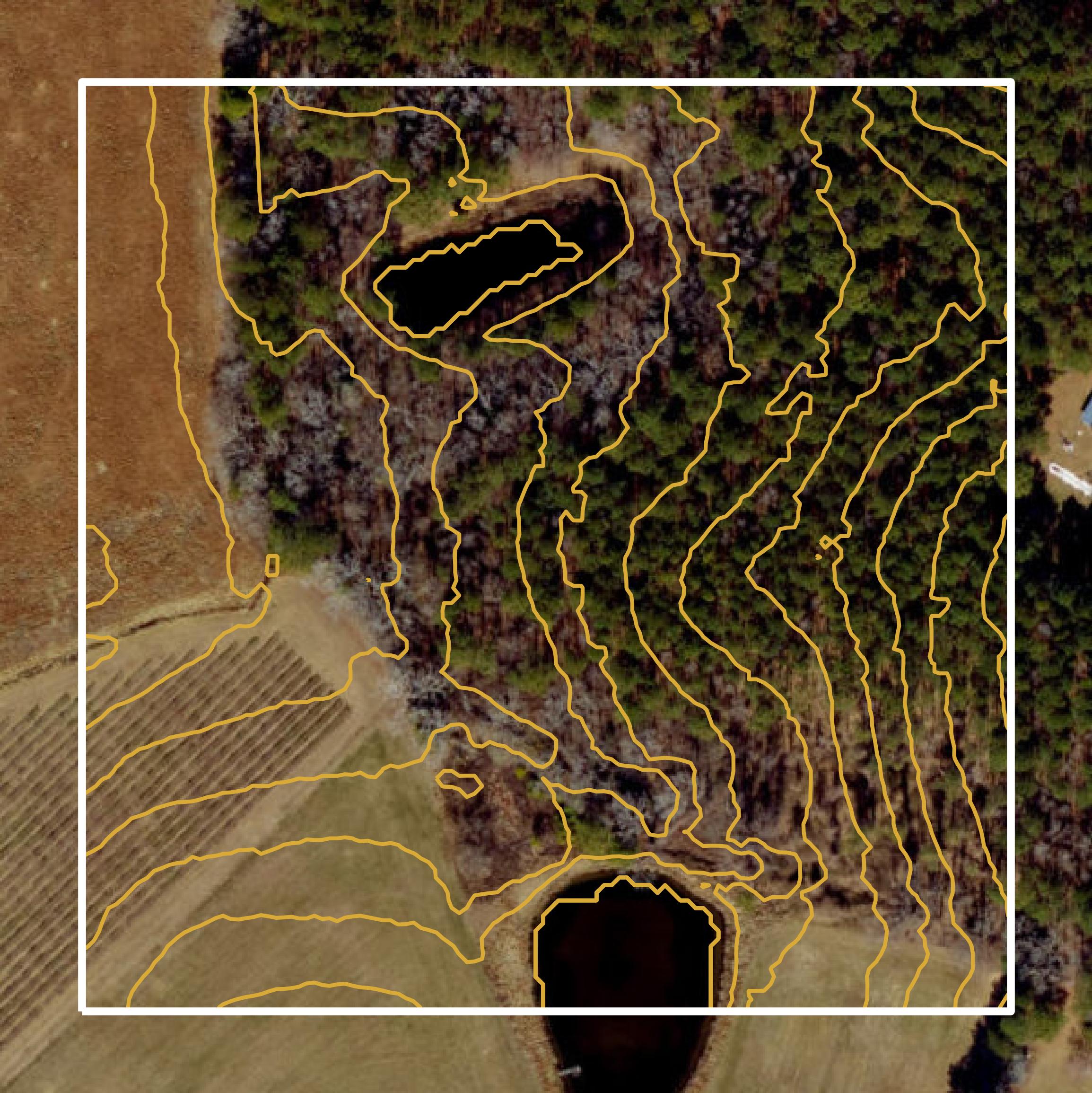 This image shows a contour map in Johnston County created using GIS data in Equator.
