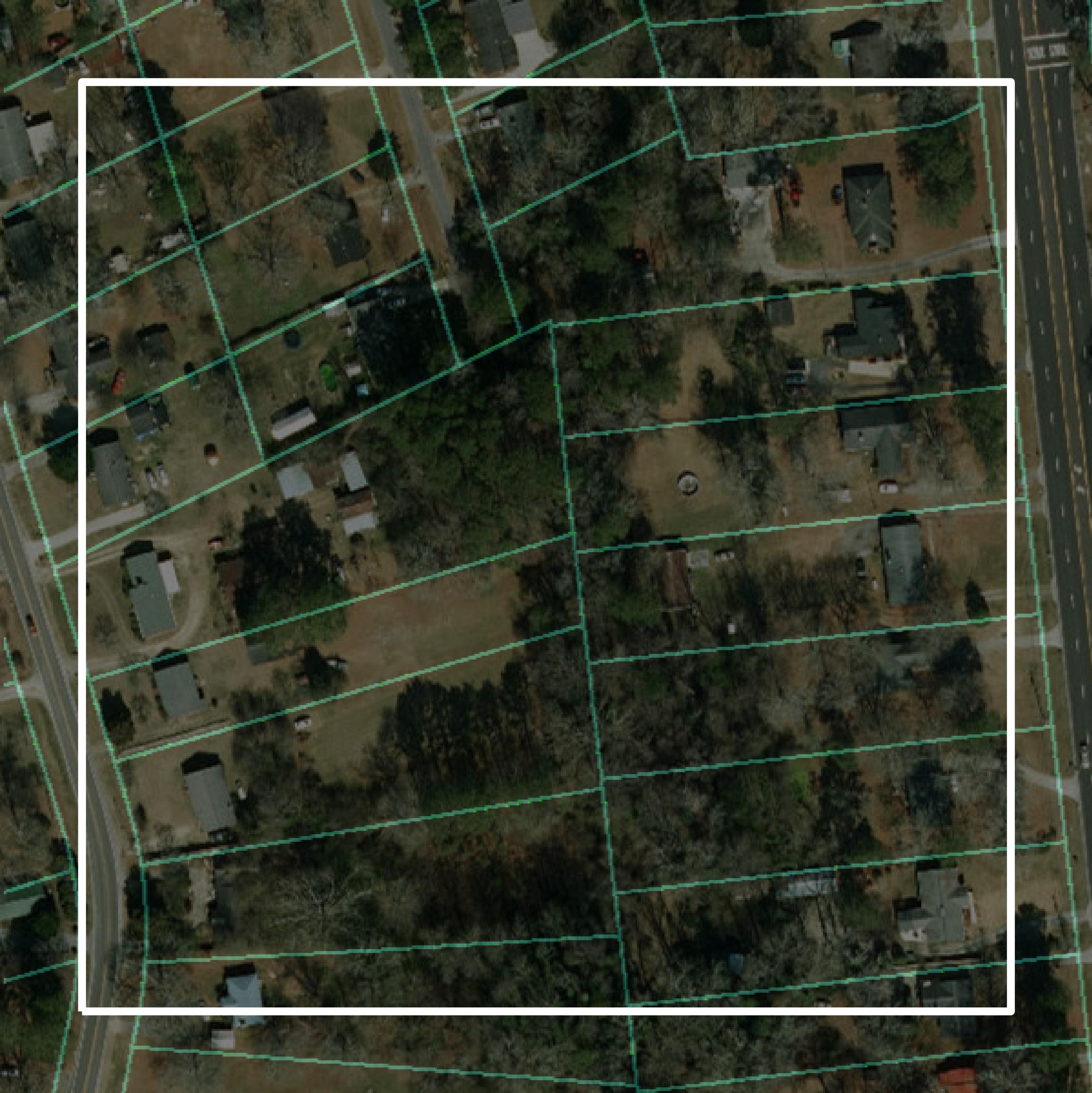 This image shows parcel and building data in Lenoir County created using GIS data in Equator.