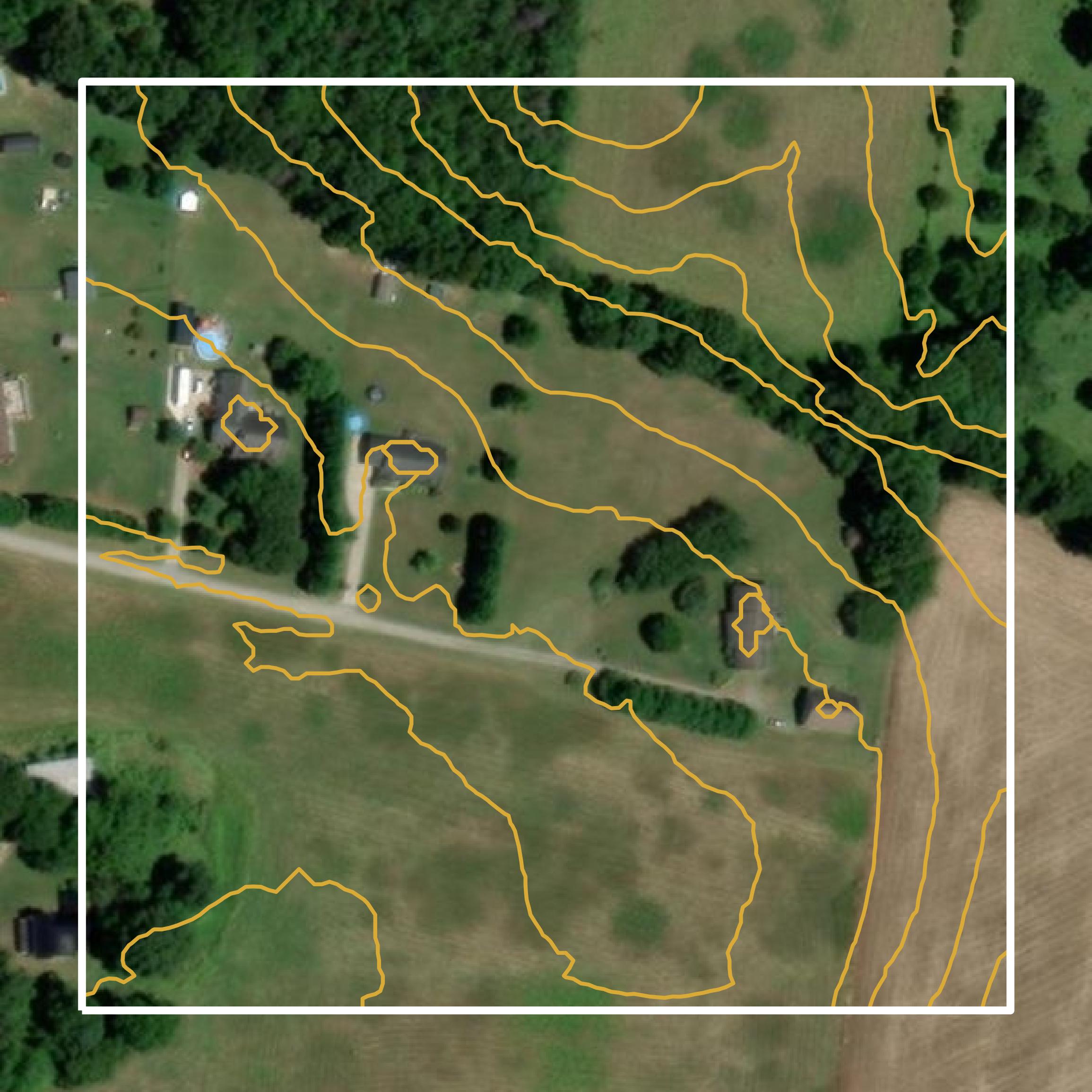 This image shows a contour map in Lincoln County created using GIS data in Equator.