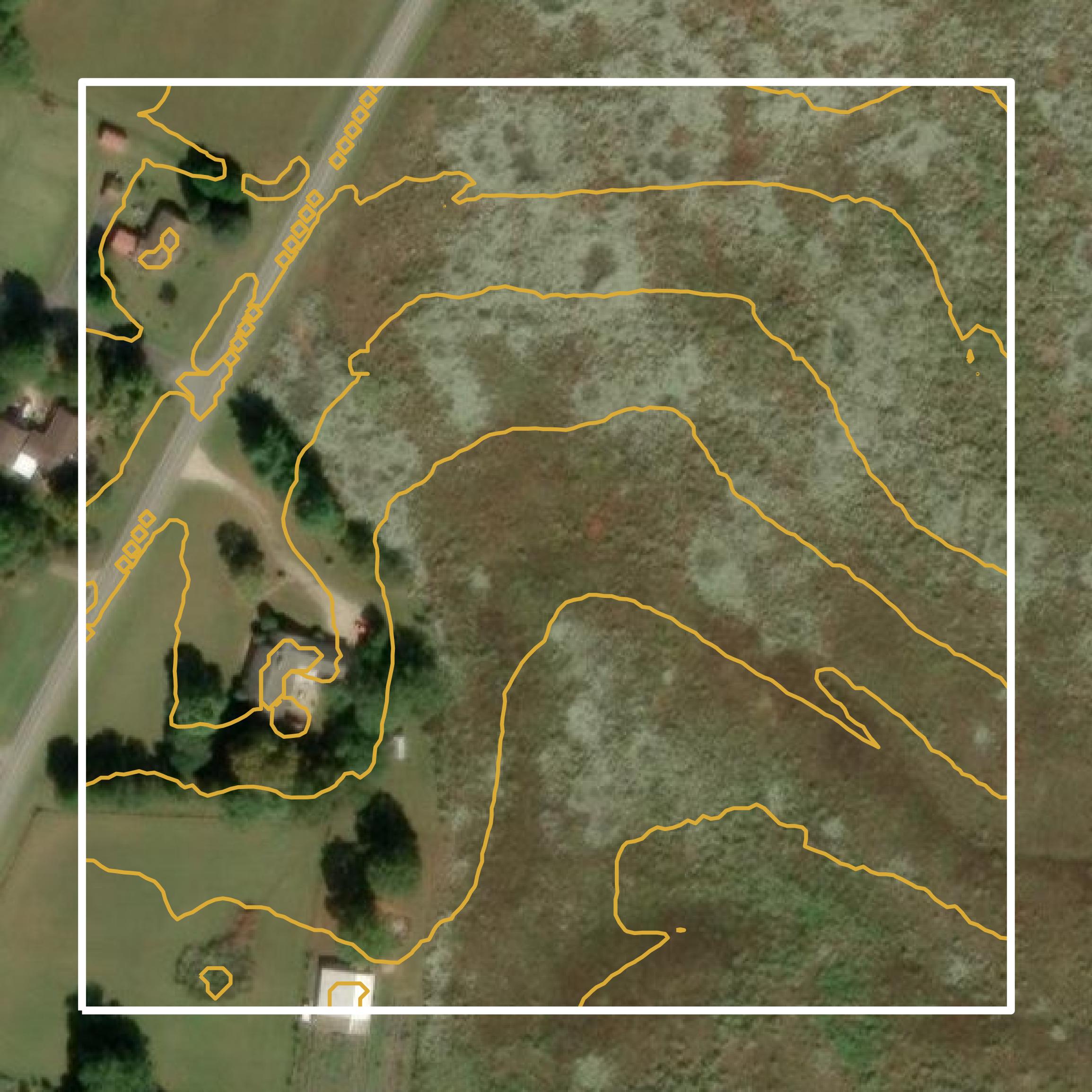 This image shows a contour map in Lincoln County created using GIS data in Equator.