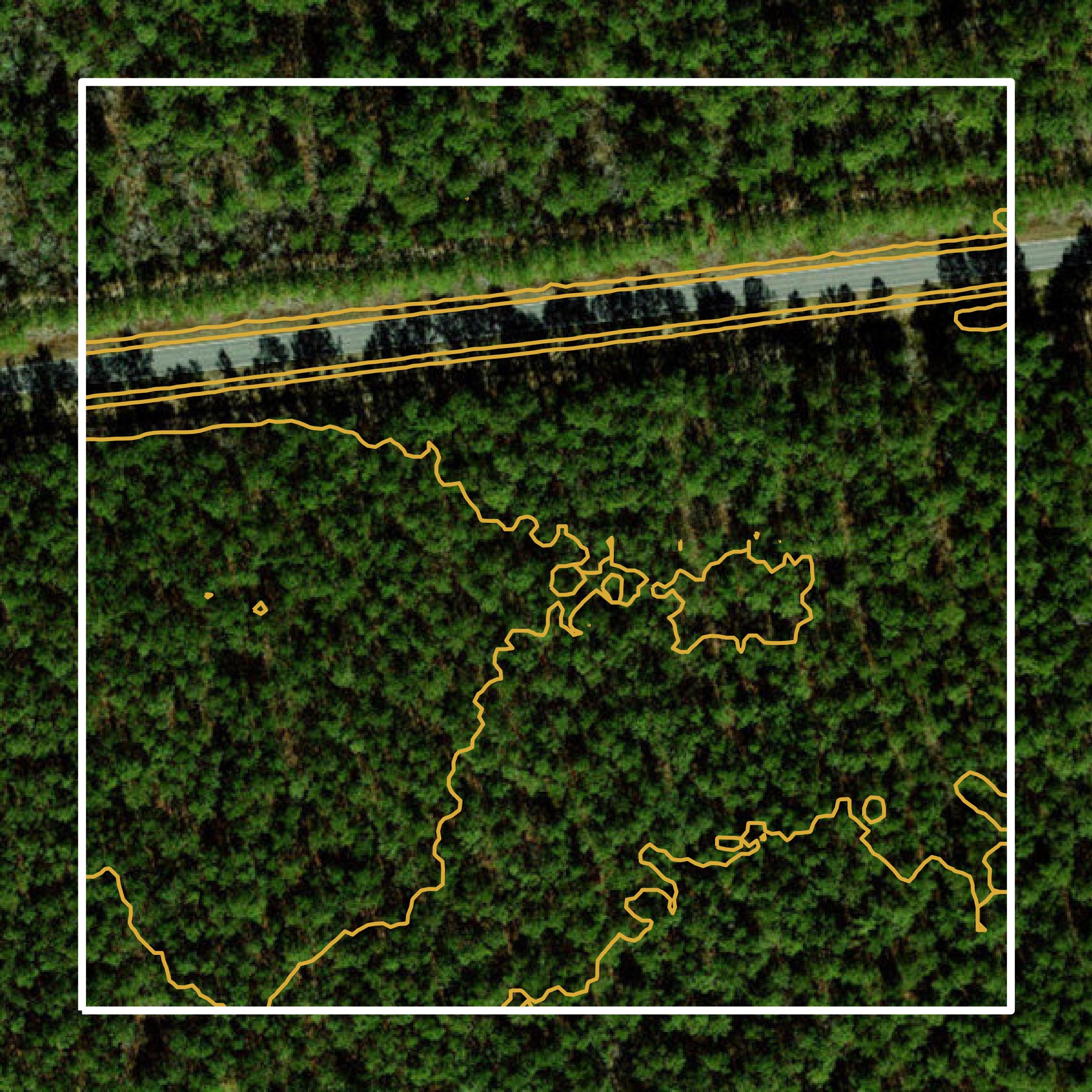 This image shows a contour map in Martin County created using GIS data in Equator.