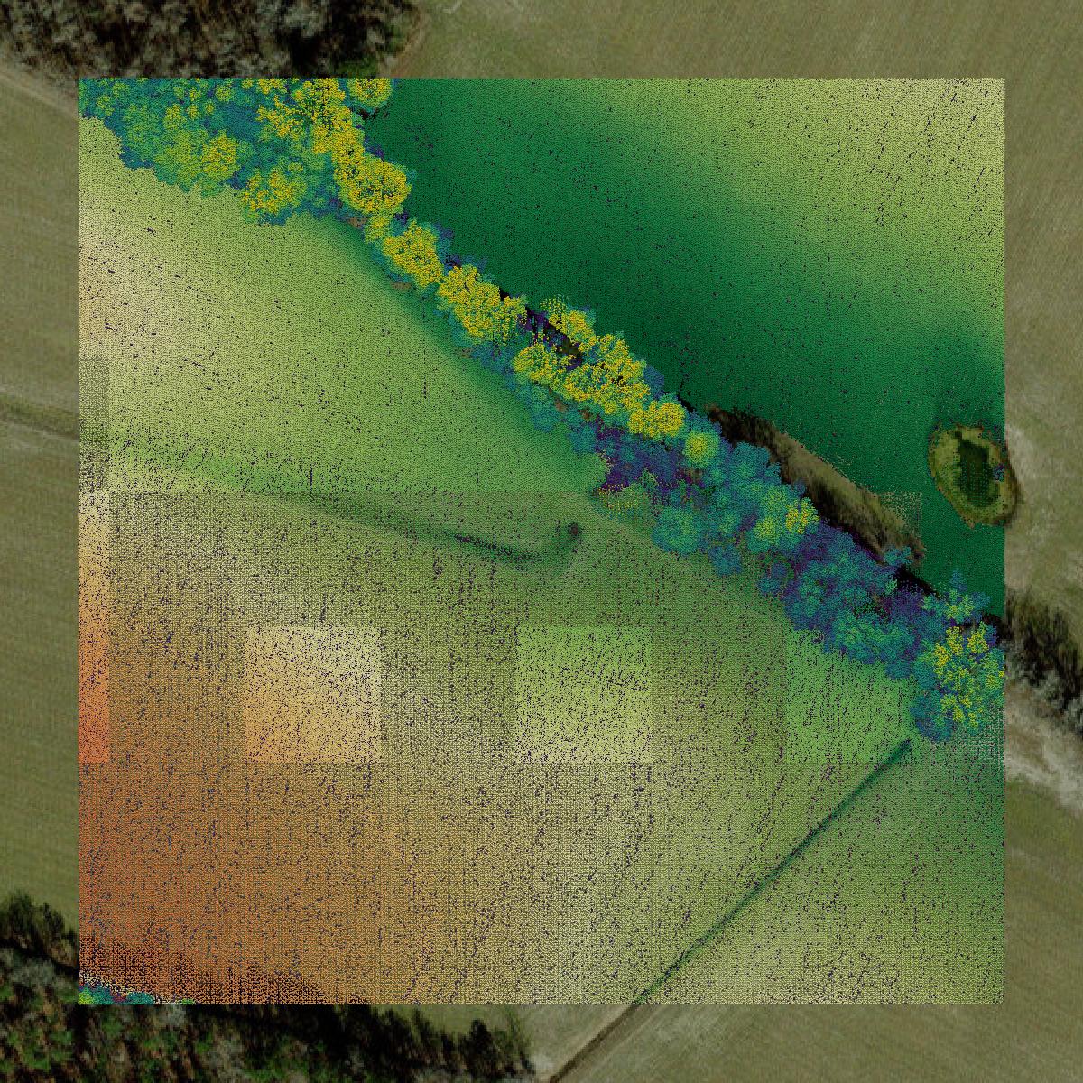 This image shows a LiDAR point cloud in Martin County created using GIS data in Equator.