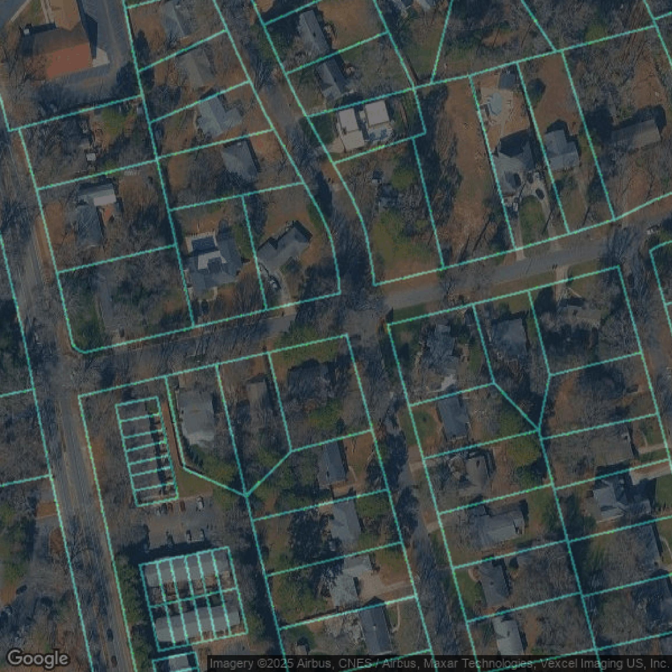 This image shows parcel data in Mecklenburg County created using GIS data in Equator.