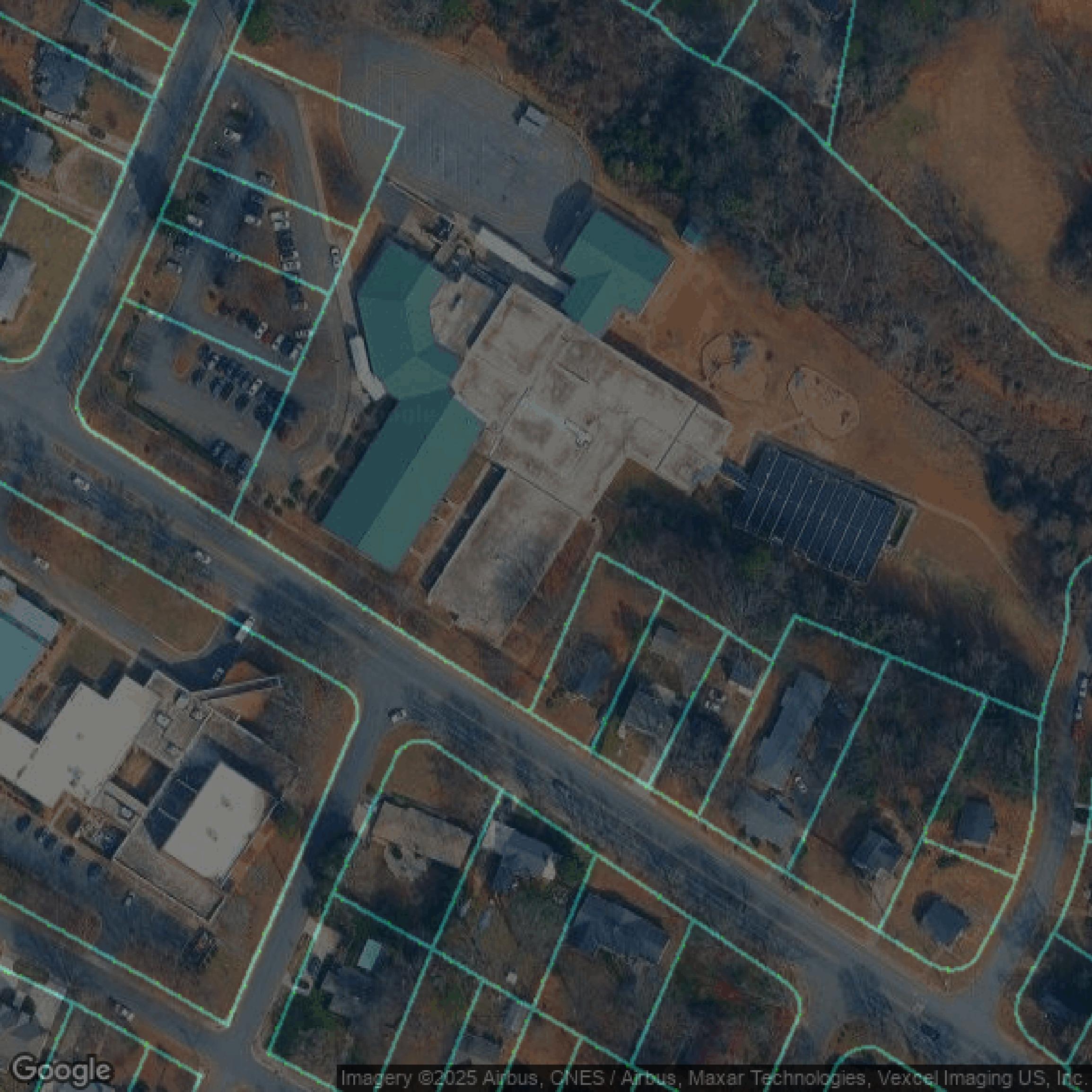 This image shows parcel data in Mecklenburg County created using GIS data in Equator.