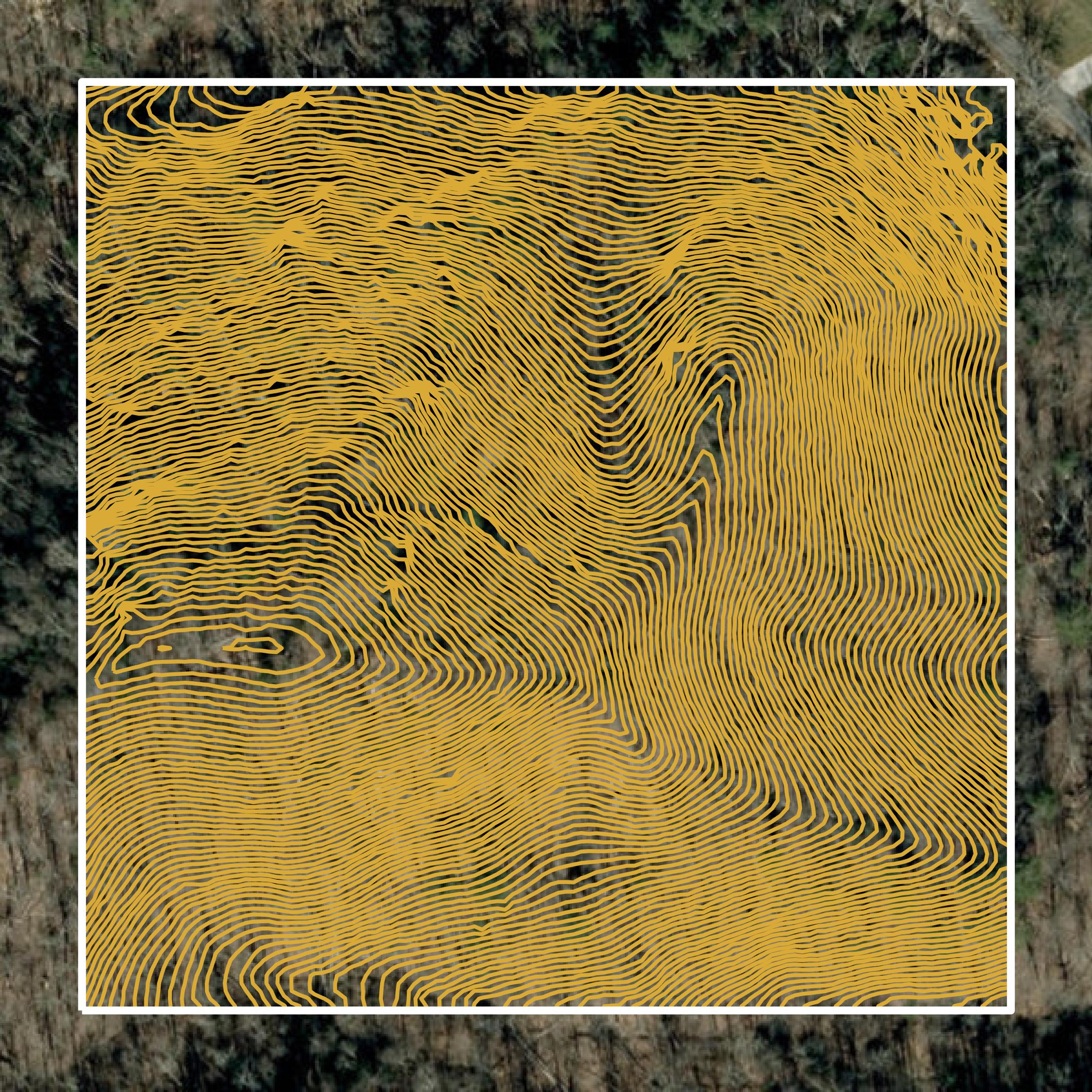 This image shows a contour map in Mitchell County created using GIS data in Equator.