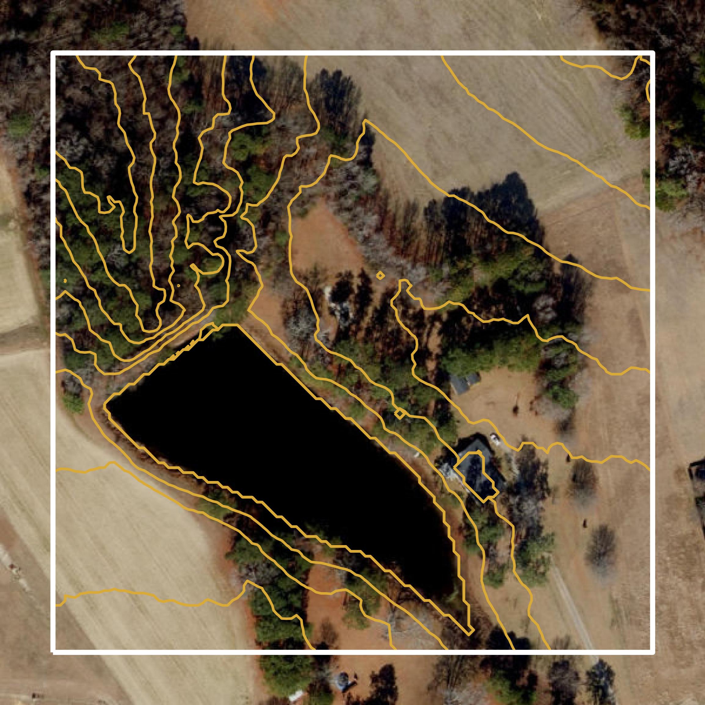 This image shows a contour map in Nash County created using GIS data in Equator.