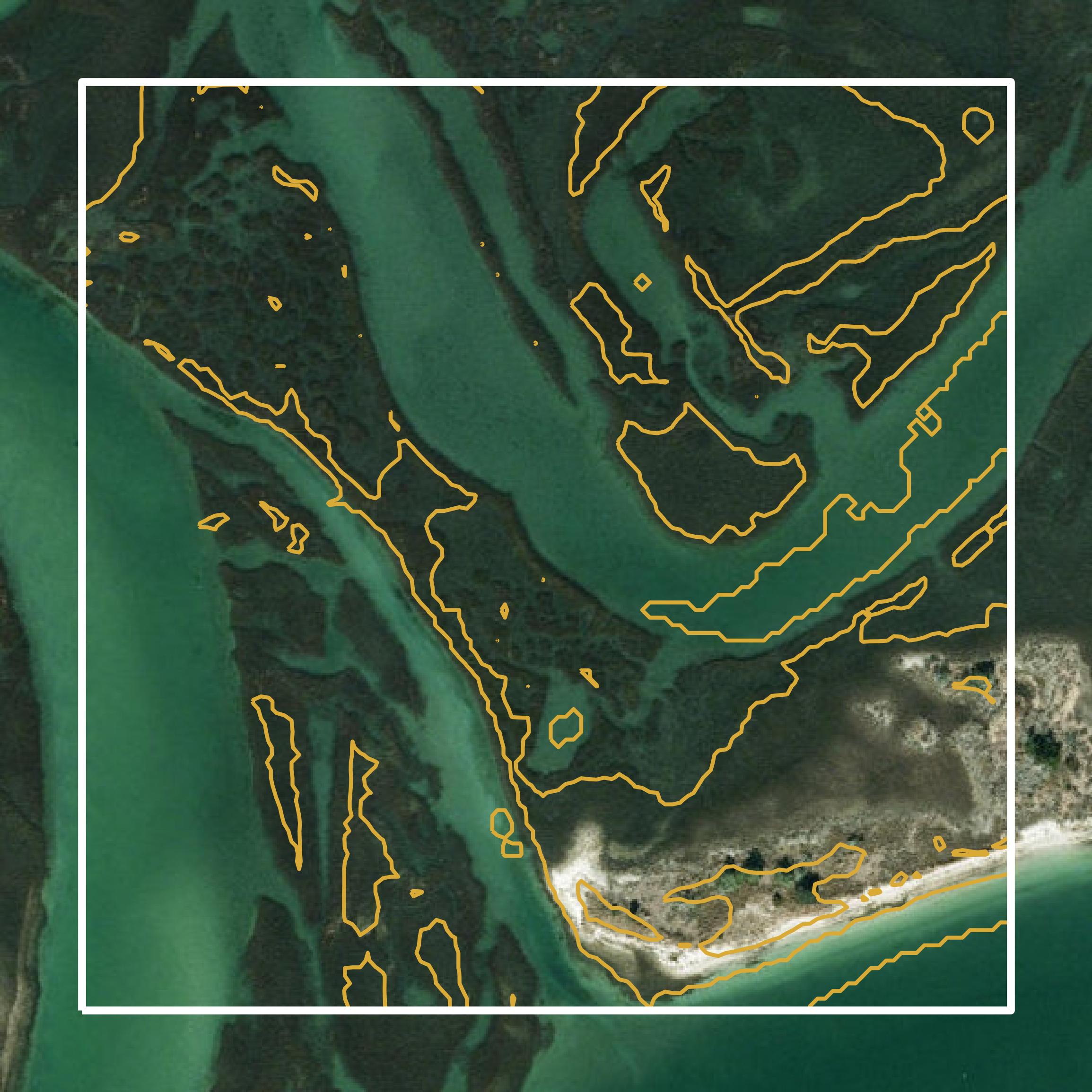 This image shows a contour map in New Hanover County created using GIS data in Equator.