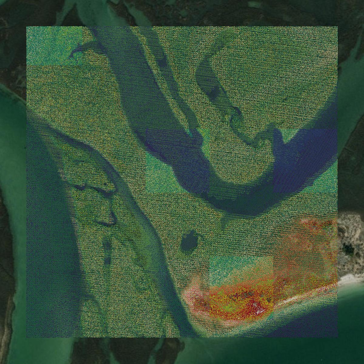 This image shows a LiDAR point cloud in New Hanover County created using GIS data in Equator.