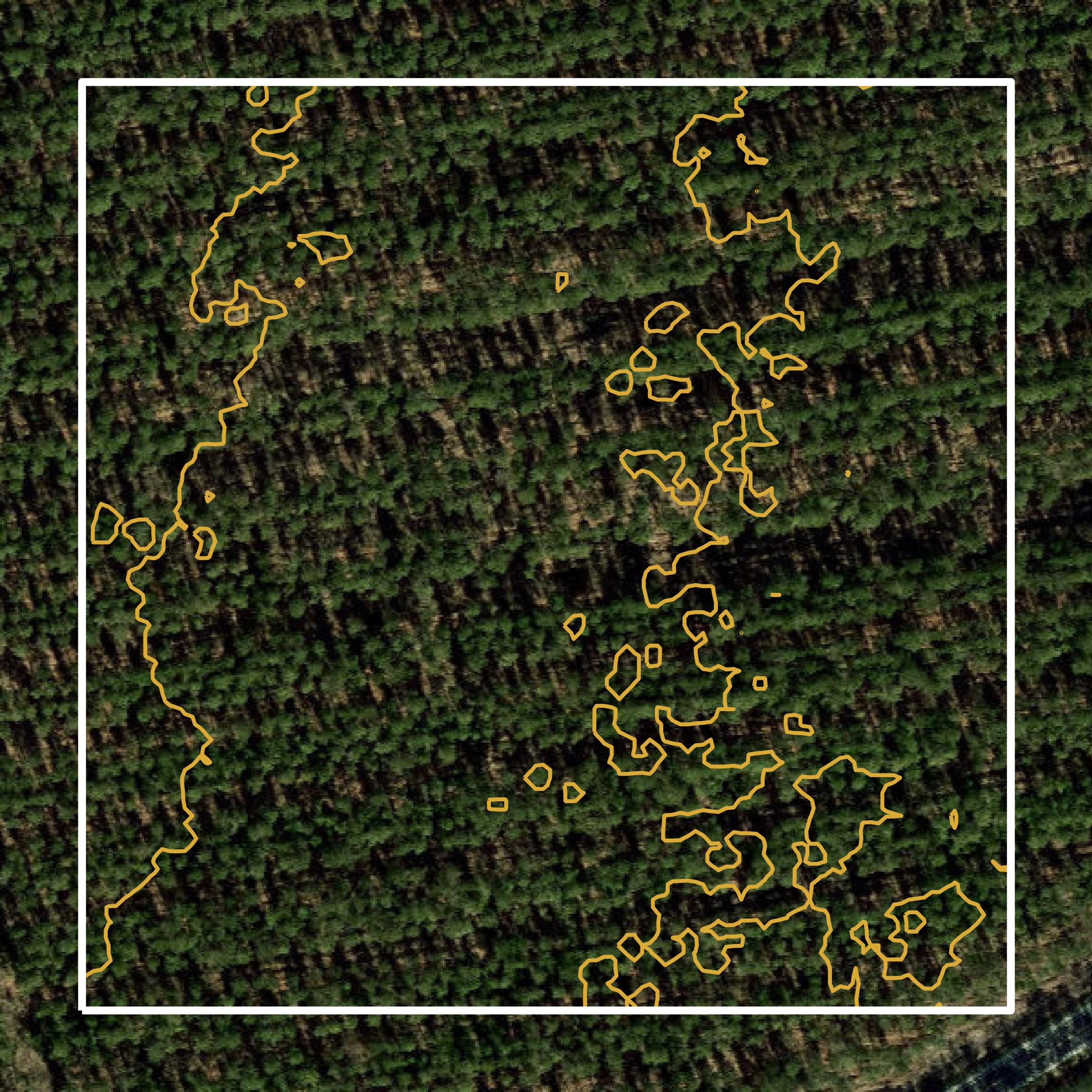 This image shows a contour map in Onslow County created using GIS data in Equator.