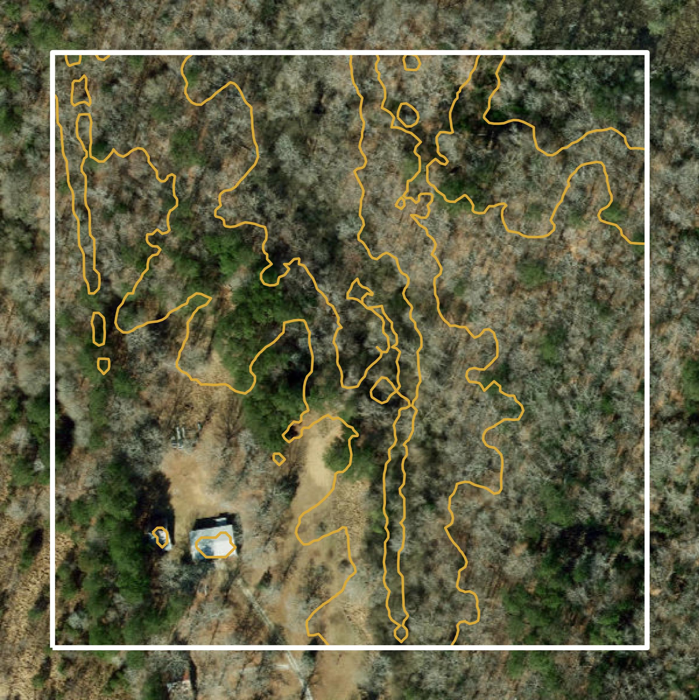 This image shows a contour map in Pamlico County created using GIS data in Equator.