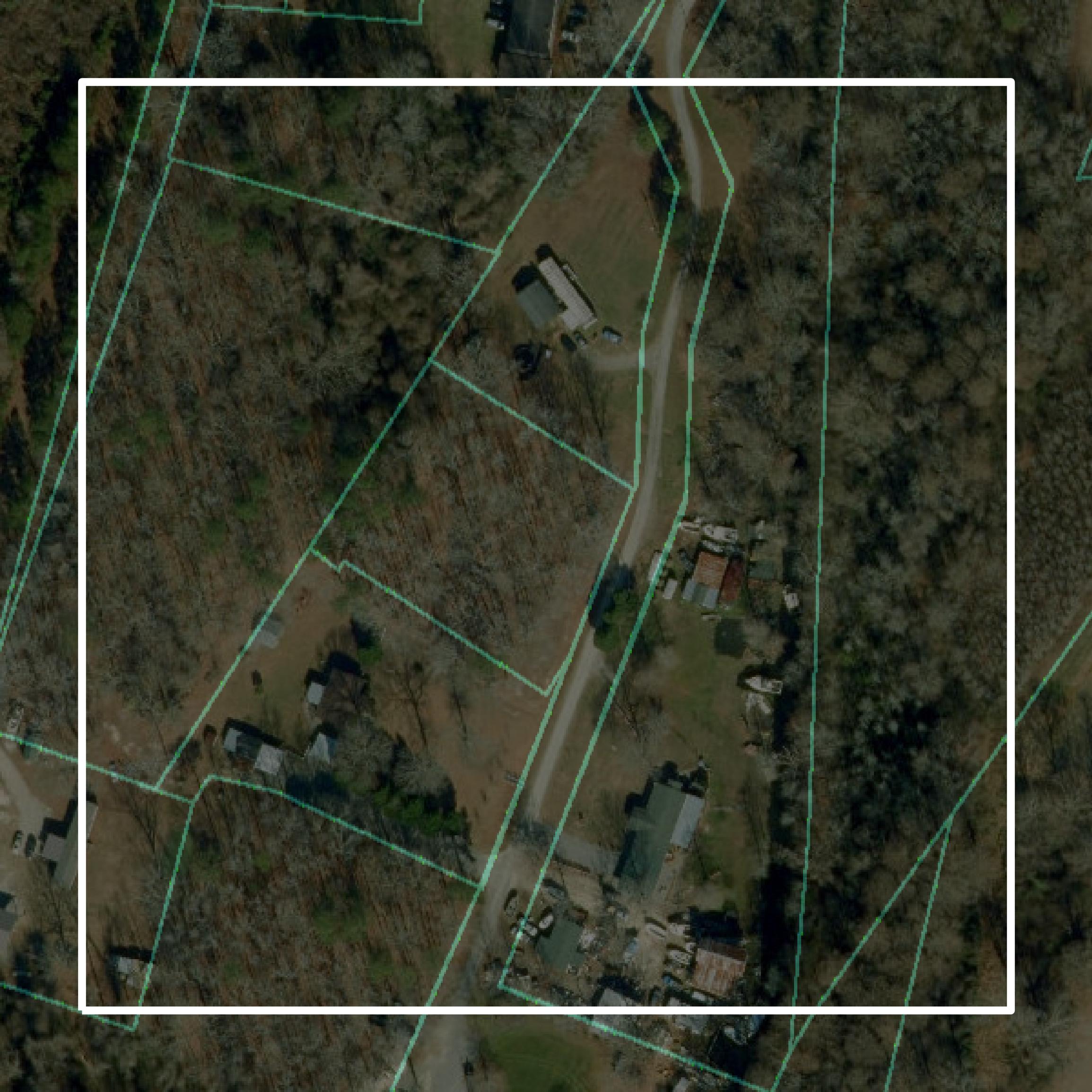 This image shows parcel and building data in Pasquotank County created using GIS data in Equator.
