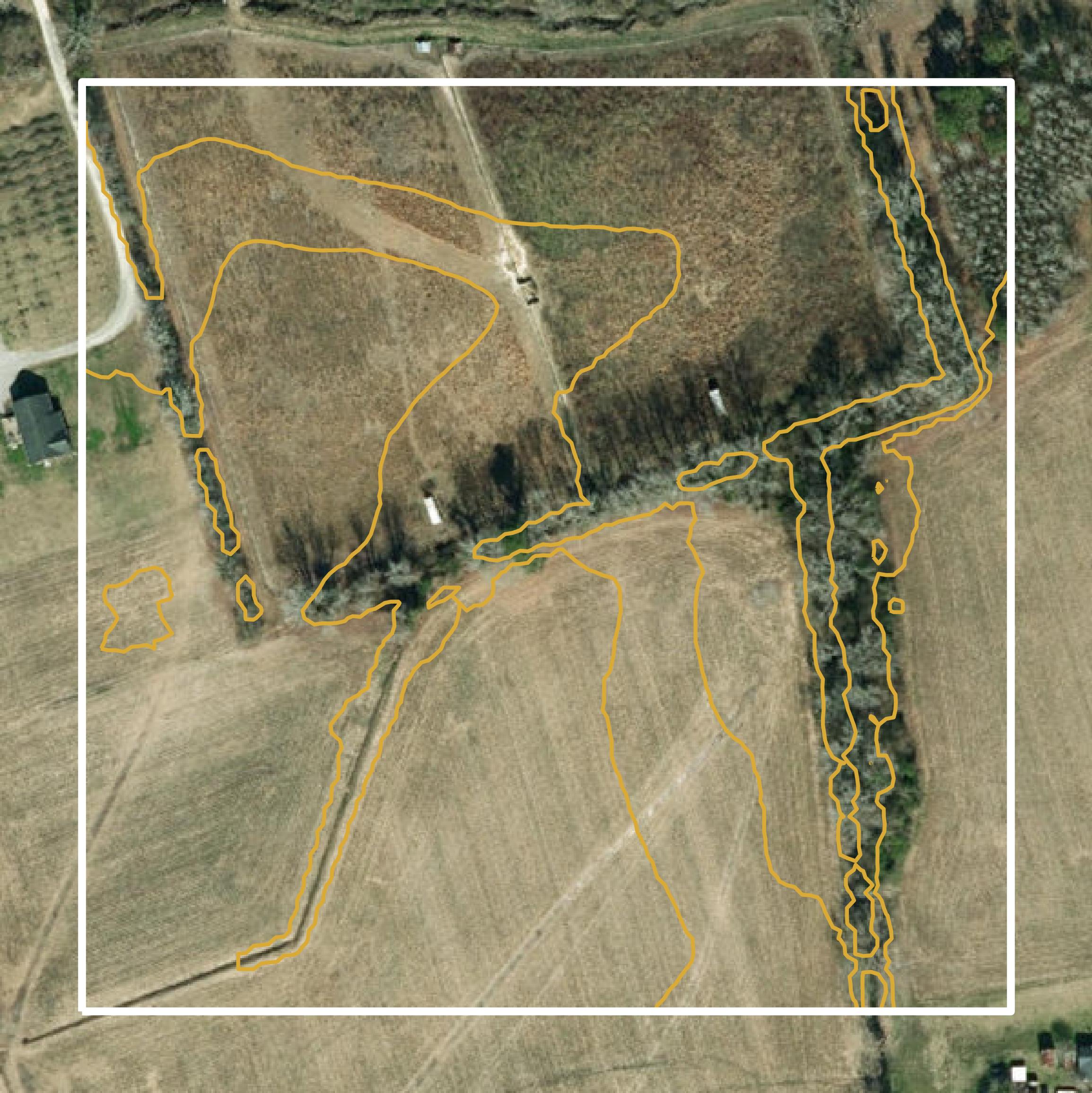 This image shows a contour map in Pender County created using GIS data in Equator.