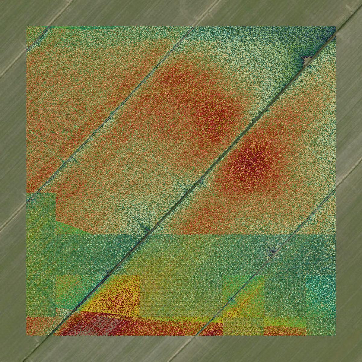 This image shows a LiDAR point cloud in Perquimans County created using GIS data in Equator.