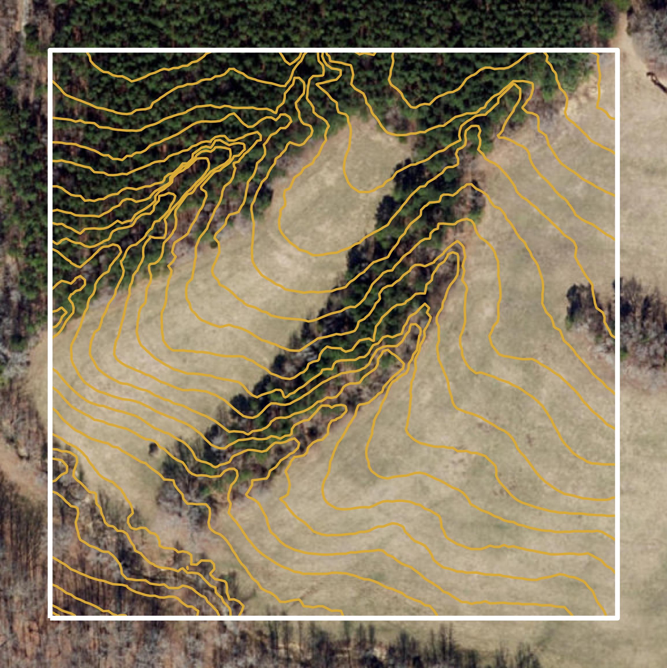 This image shows a contour map in Person County created using GIS data in Equator.