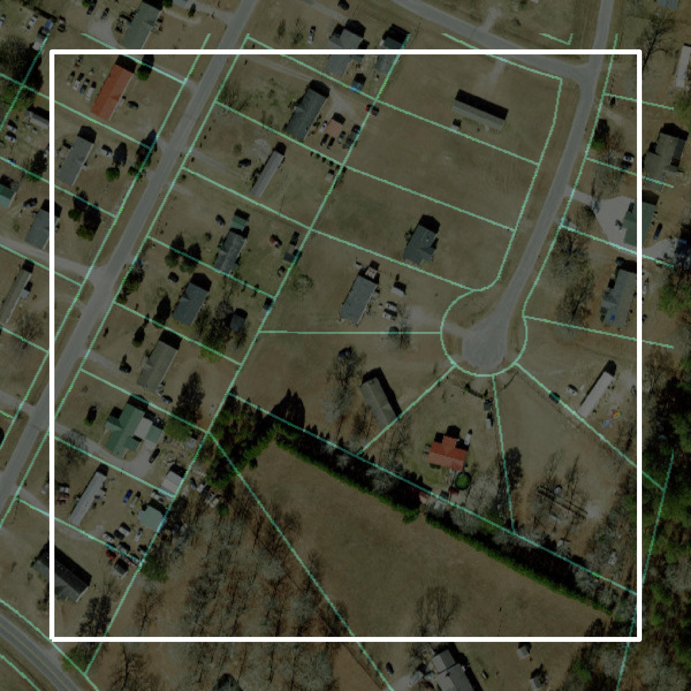This image shows parcel and building data in Pitt County created using GIS data in Equator.
