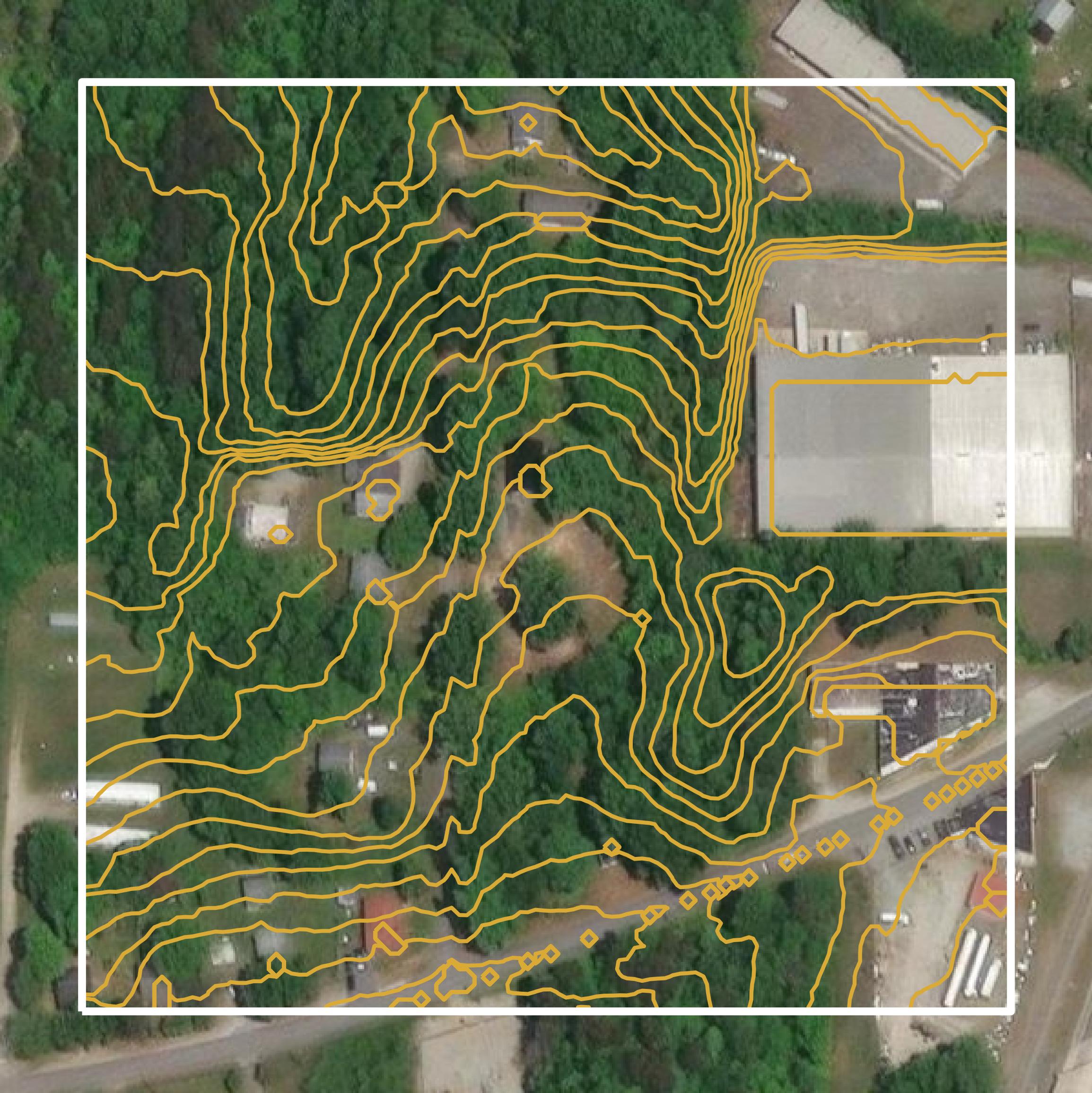 This image shows a contour map in Randolph County created using GIS data in Equator.