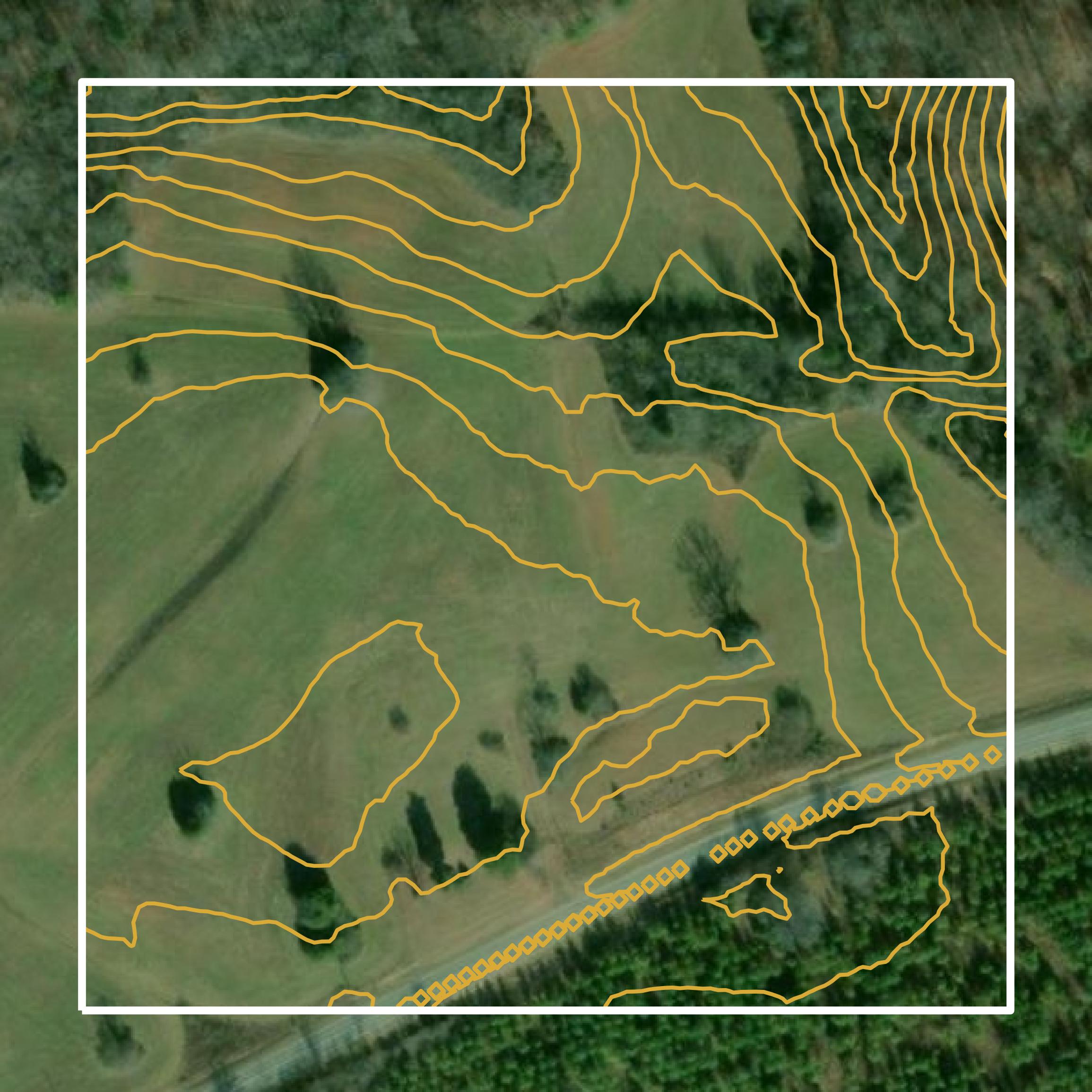 This image shows a contour map in Randolph County created using GIS data in Equator.
