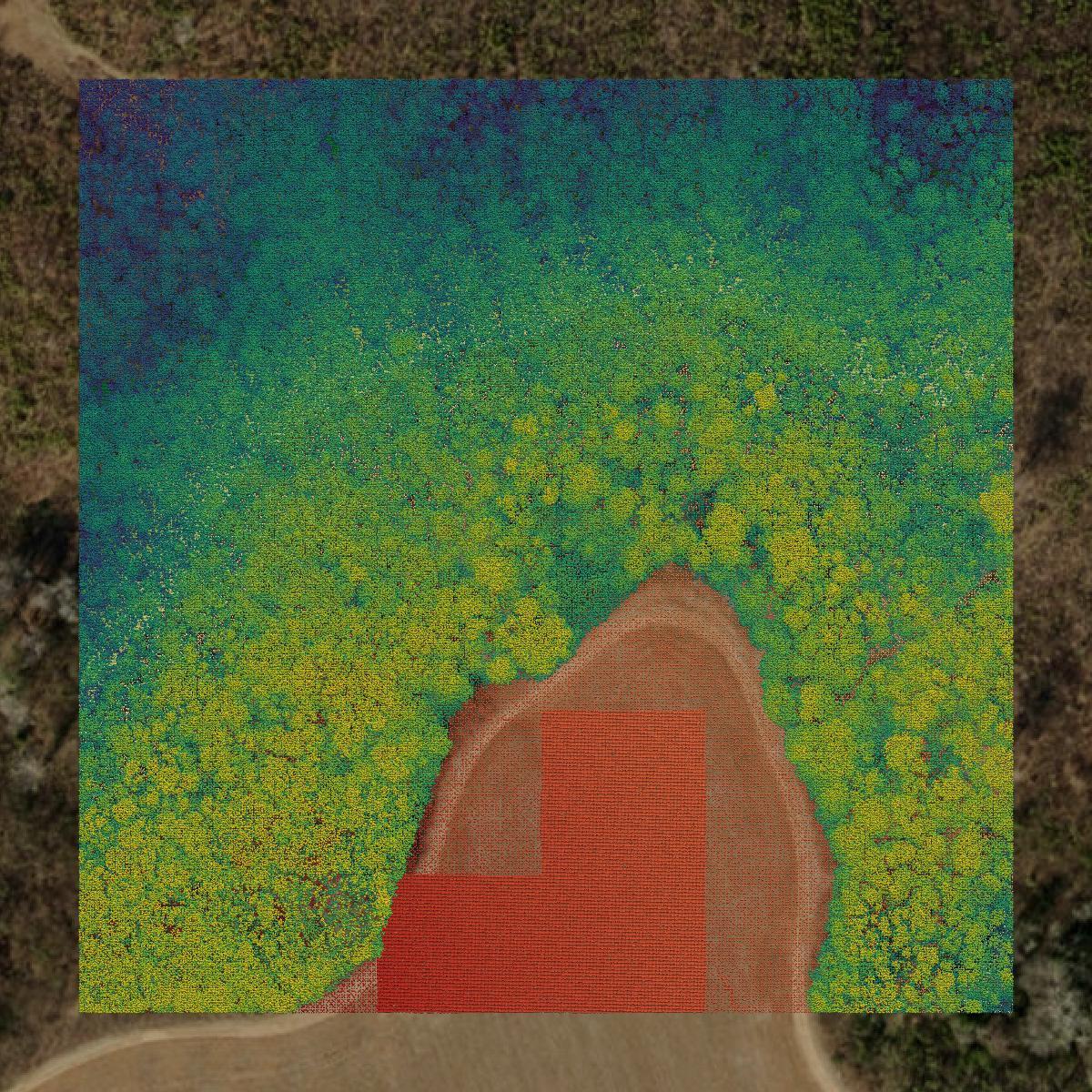 This image shows a LiDAR point cloud in Richmond County created using GIS data in Equator.