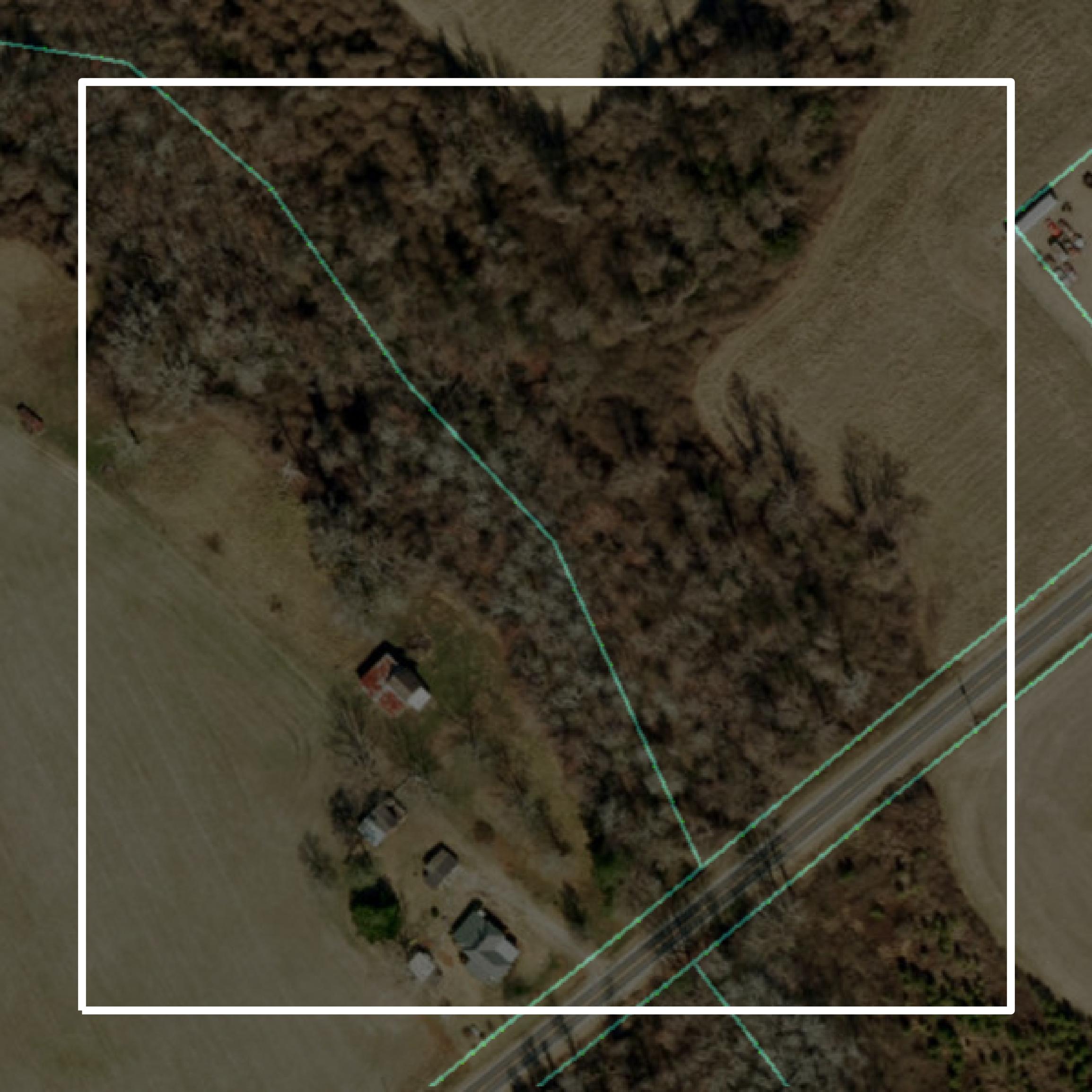 This image shows parcel and building data in Robeson County created using GIS data in Equator.