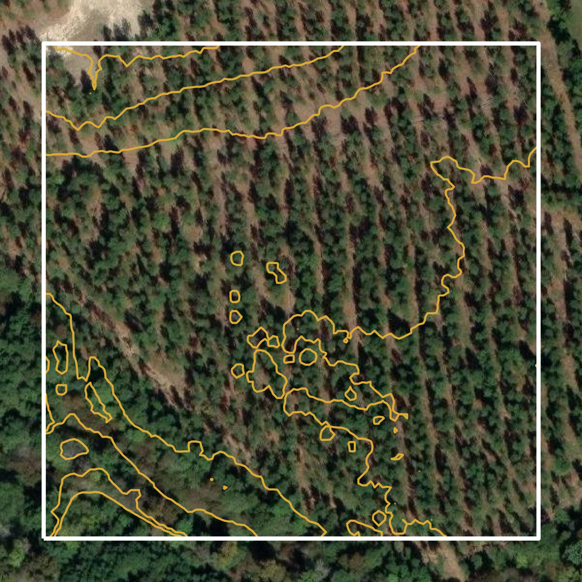 This image shows a contour map in Rowan County created using GIS data in Equator.