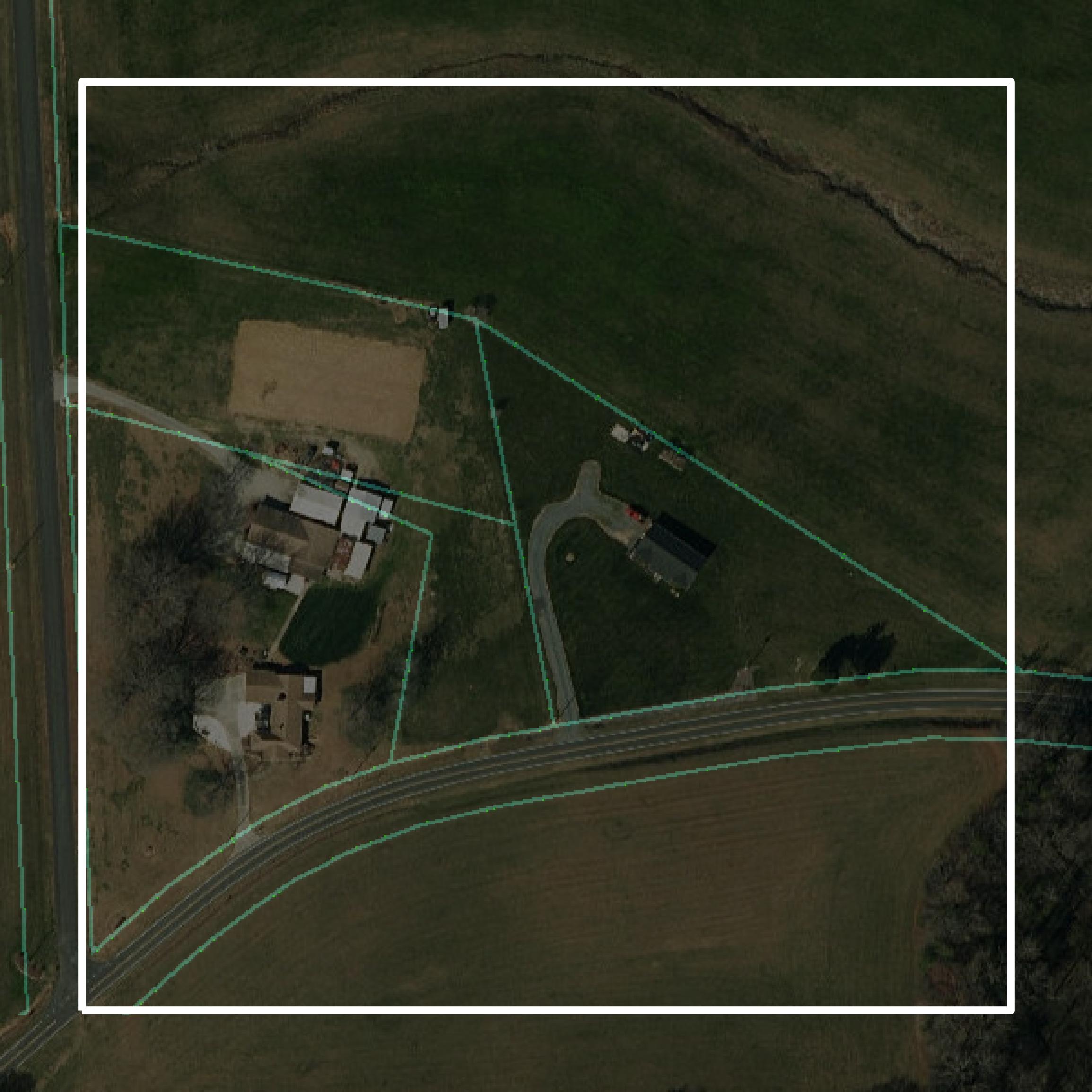 This image shows parcel and building data in Stanly County created using GIS data in Equator.
