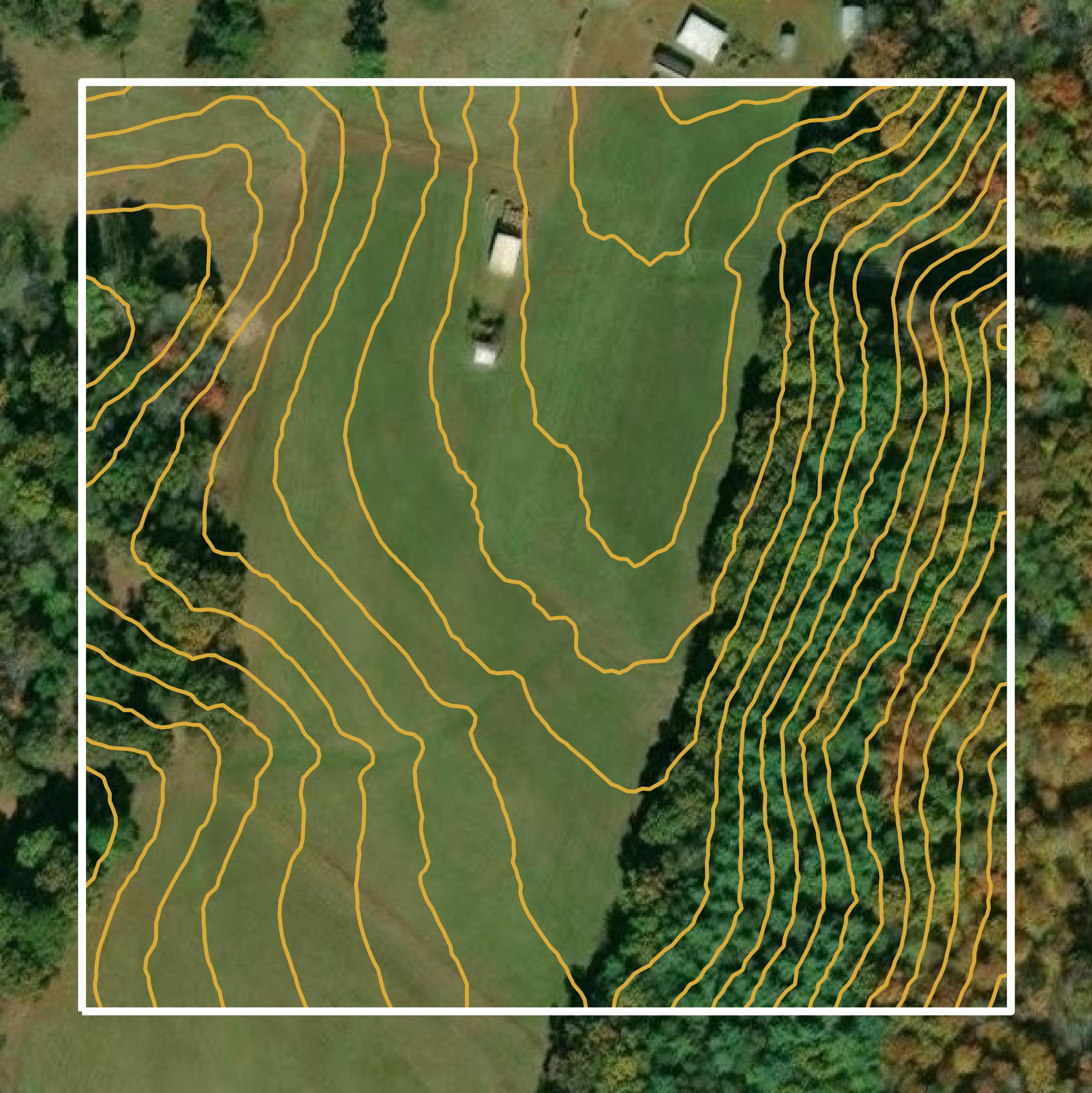 This image shows a contour map in Stokes County created using GIS data in Equator.