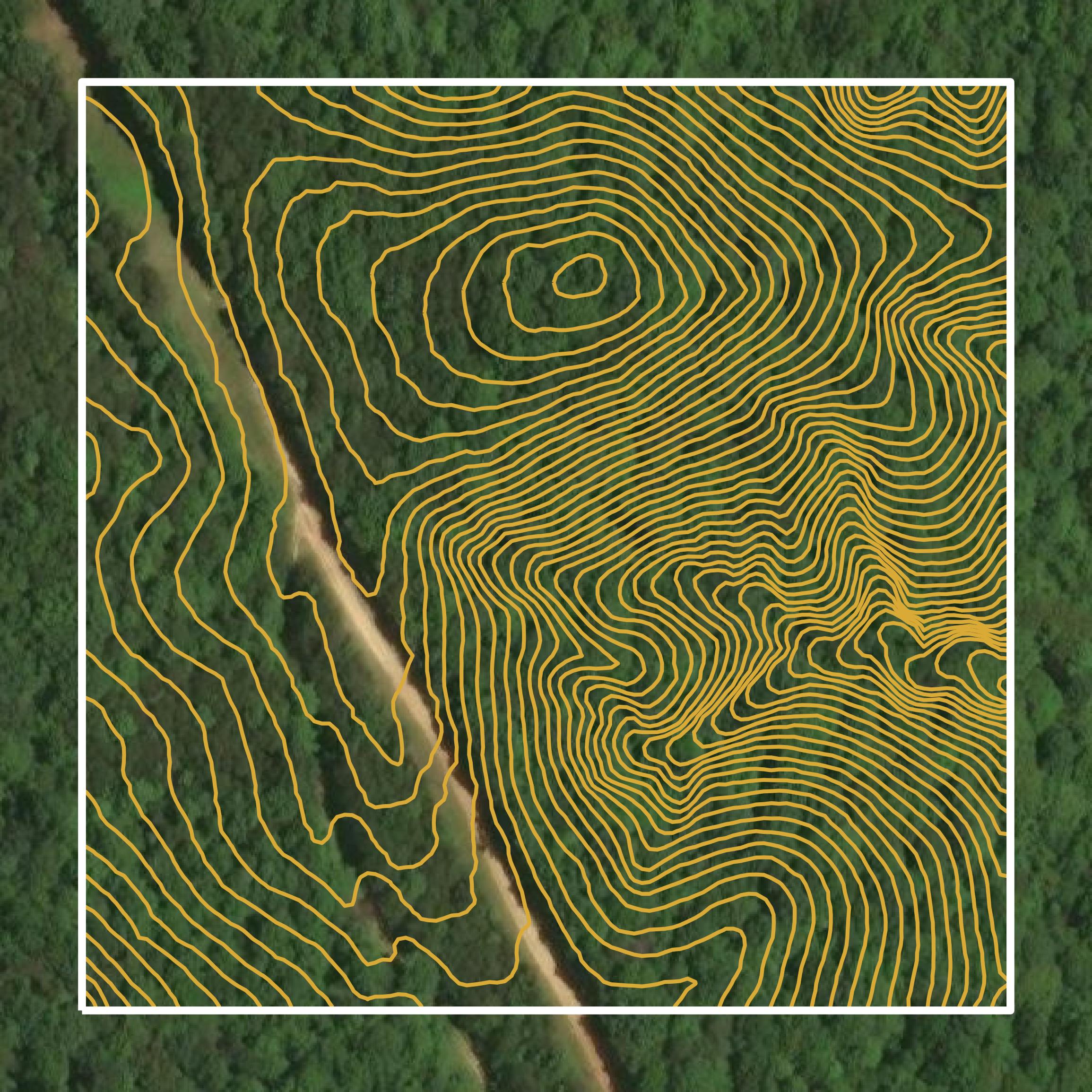 This image shows a contour map in Stokes County created using GIS data in Equator.
