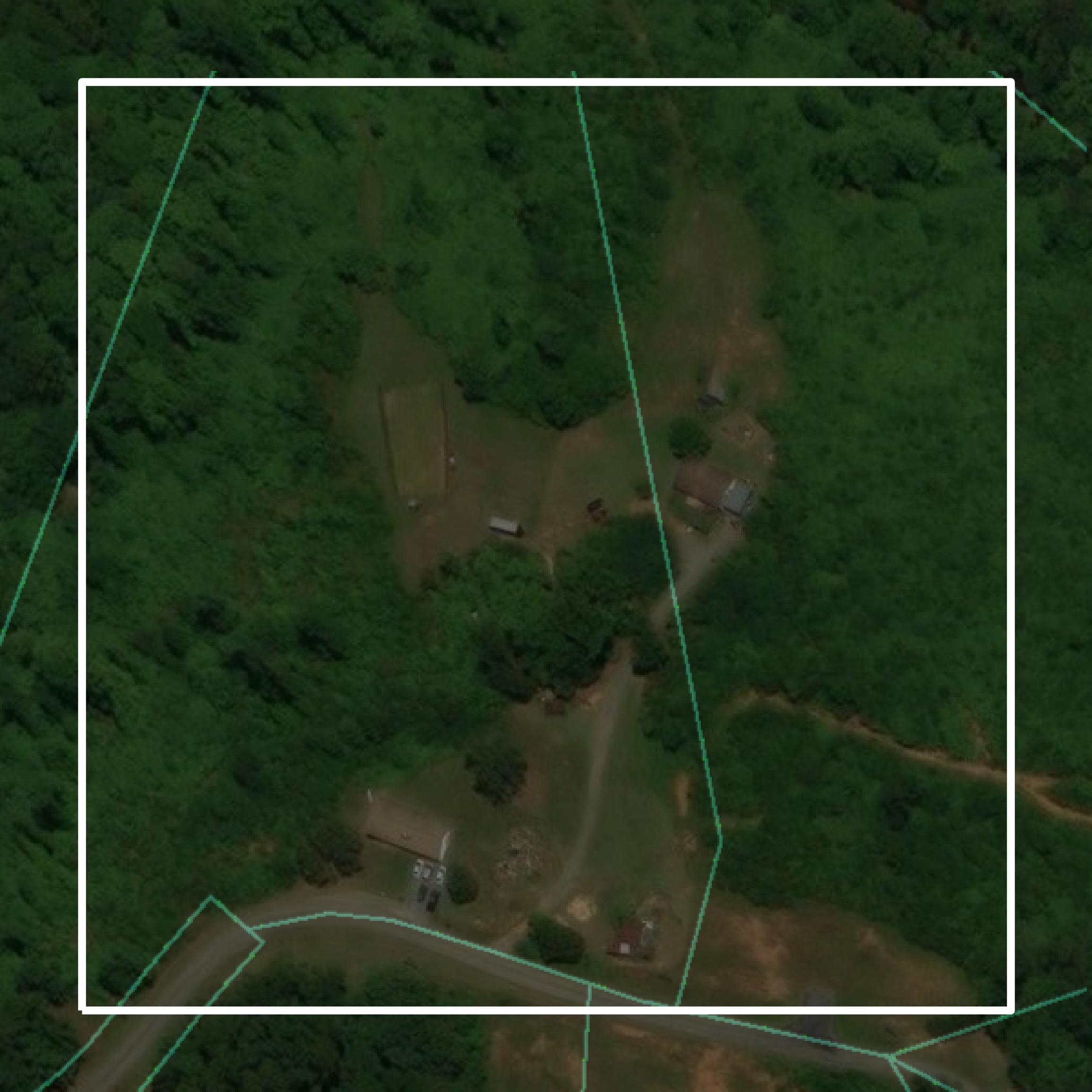 This image shows parcel and building data in Stokes County created using GIS data in Equator.