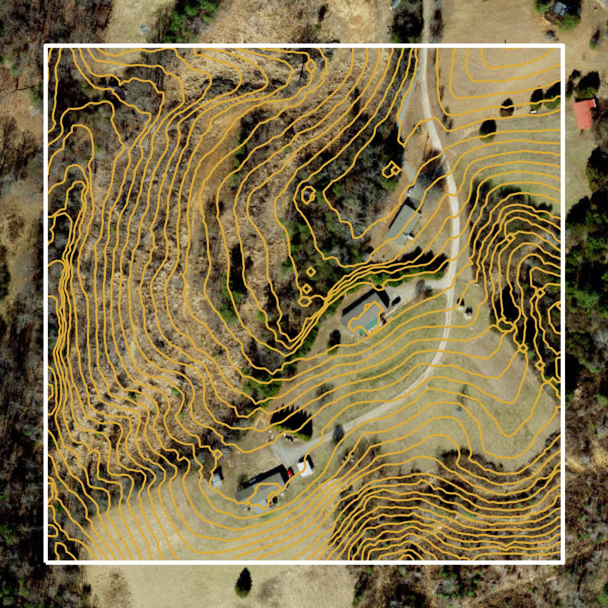This image shows a contour map in Surry County created using GIS data in Equator.